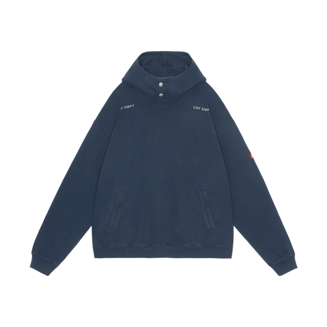 - Cav Empt Neck Snap DBL Knit Hoody Navy - 25FW