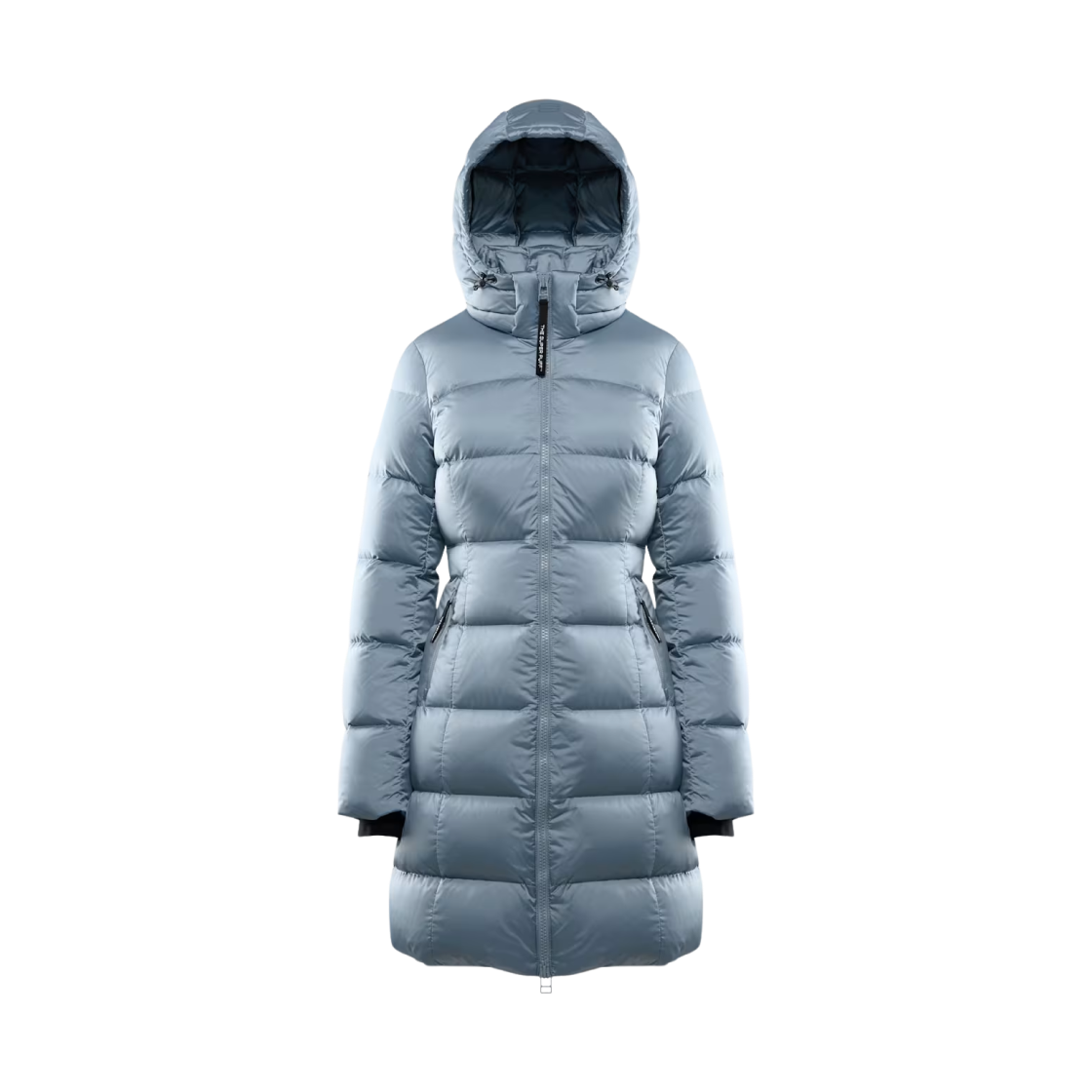 121400 (W) Aritzia The Supersnug Puff Mid Satin Flex Japanese Water Repellent Satin Premium Down Hourglass Puffer Jacket Slab Blue