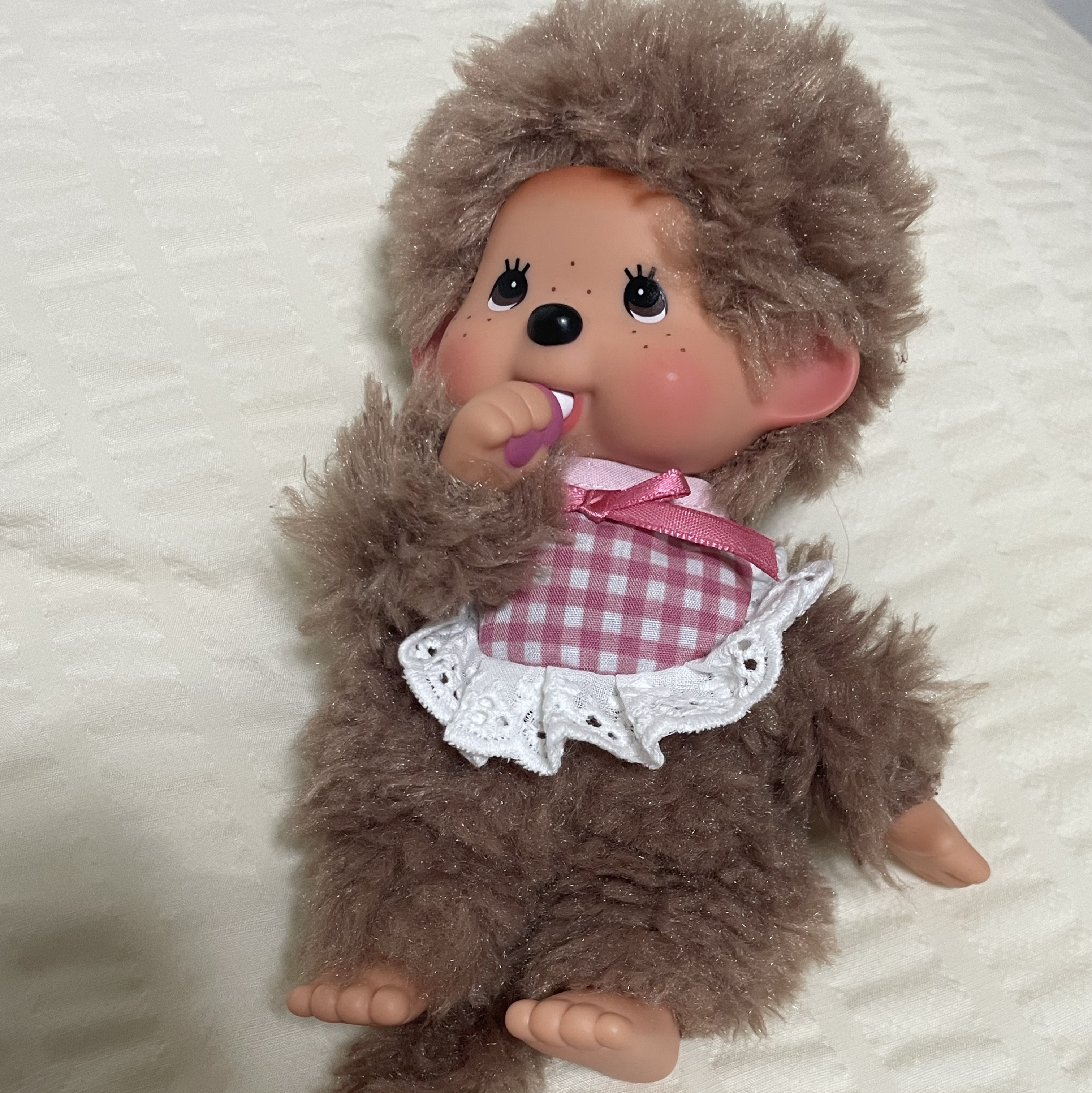 Monchhichi Fluffy Sweet Brown Monchhichi S Pink 착용 스타일