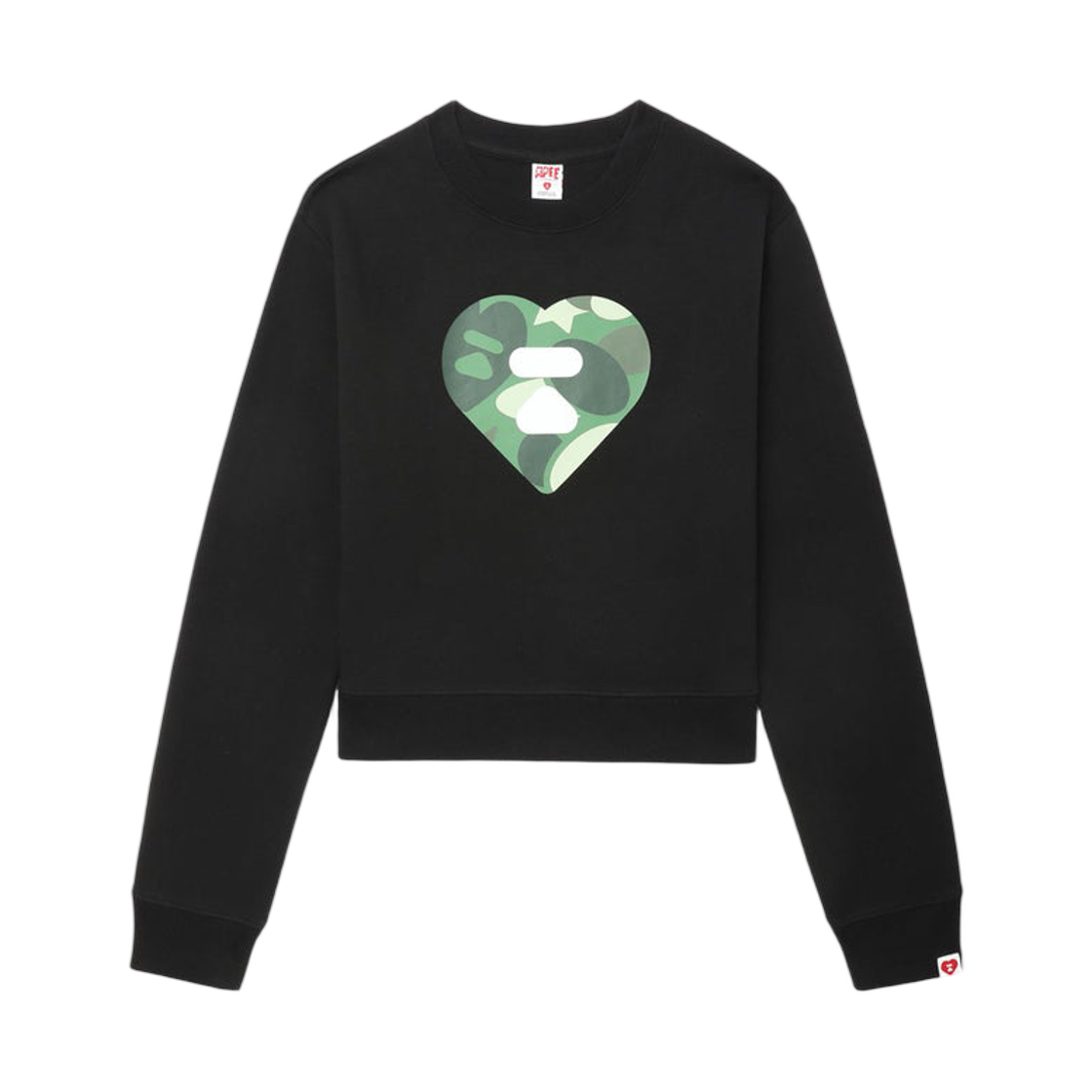 - (W) BAPE Camo Heart Crop Sweatshirt Black