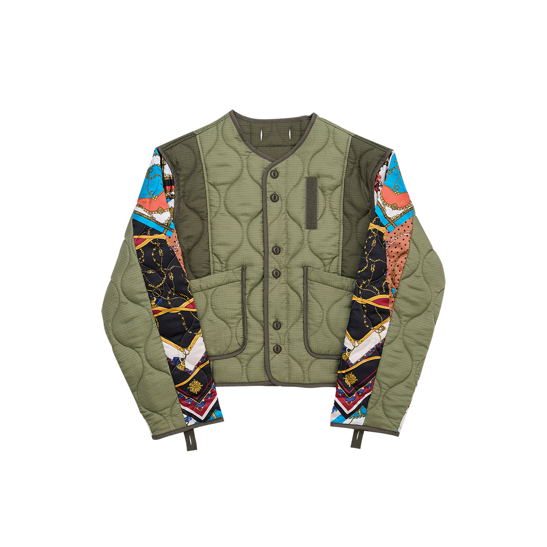 G73108_KH GORT Scarf Padding Short Liner Jacket Khaki