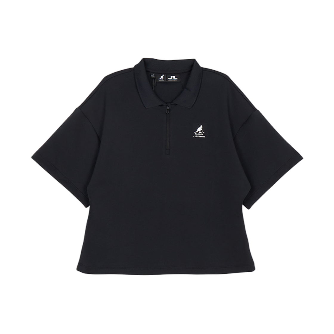 (W) 제이린드버그 x 캉골 카라 숏슬리브 티셔츠 블랙((W) J.Lindeberg x Kangol Collar Short Sleeve T-Shirt Black)