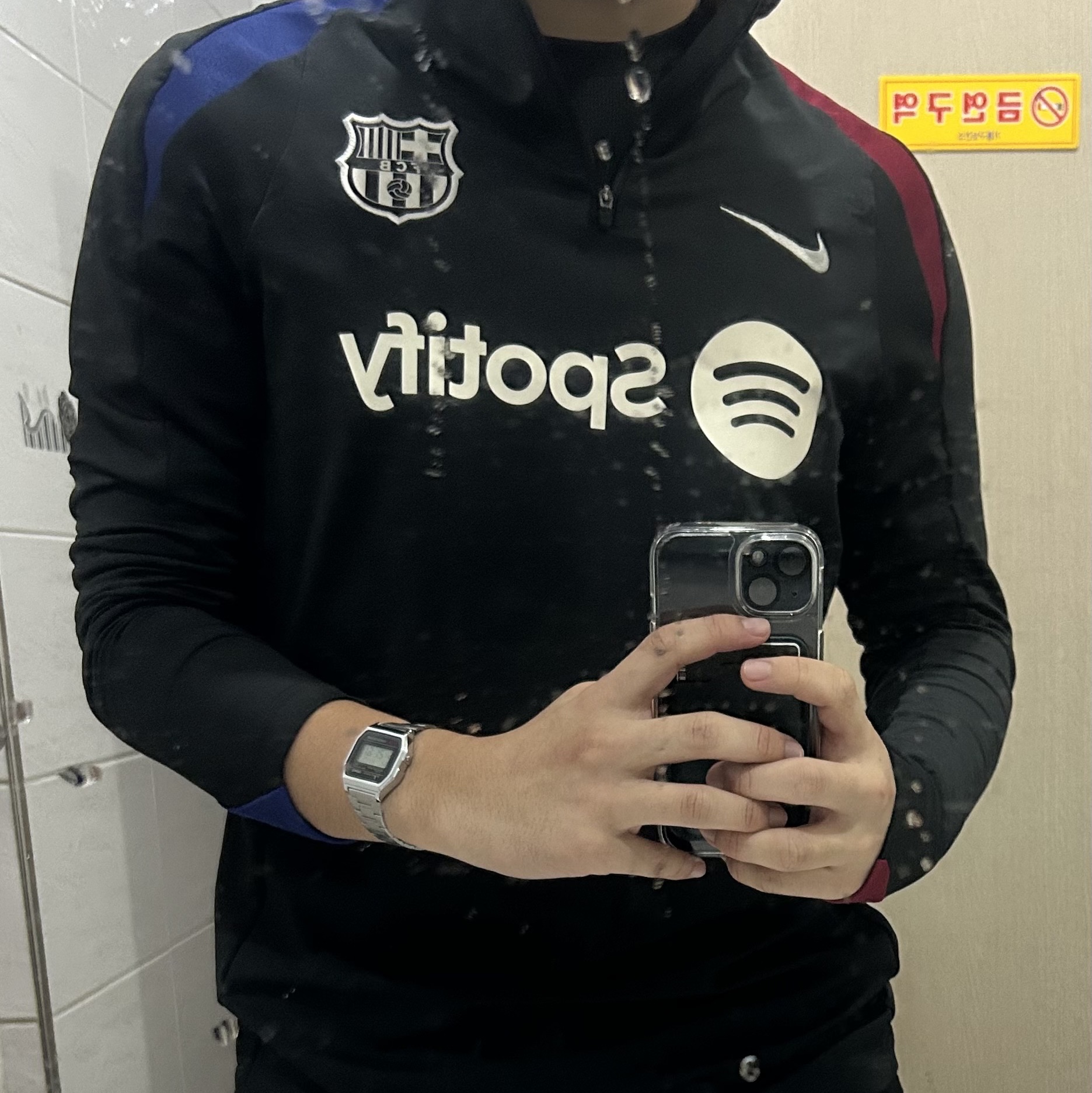 Nike FC Barcelona 2024/25 Strike Dri-Fit Drill Top Black Noble Red (Non Marking Ver.) 착용 스타일