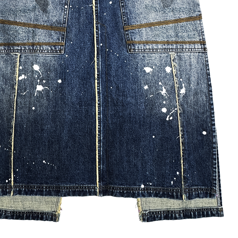에러앤와이씨 엣치드 디스트레스드 데님 스커트 다크 블루(ERROR NYC Etched Distressed Denim Skirt Dark Blue) - 6