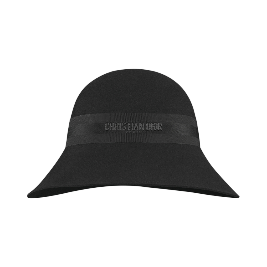 (W) 디올 D-웨이브 와이드 브림 클로슈 래빗 펠트 블랙((W) Dior D-Wave Wide-Brim Cloche Rabbit Felt Black) - 1
