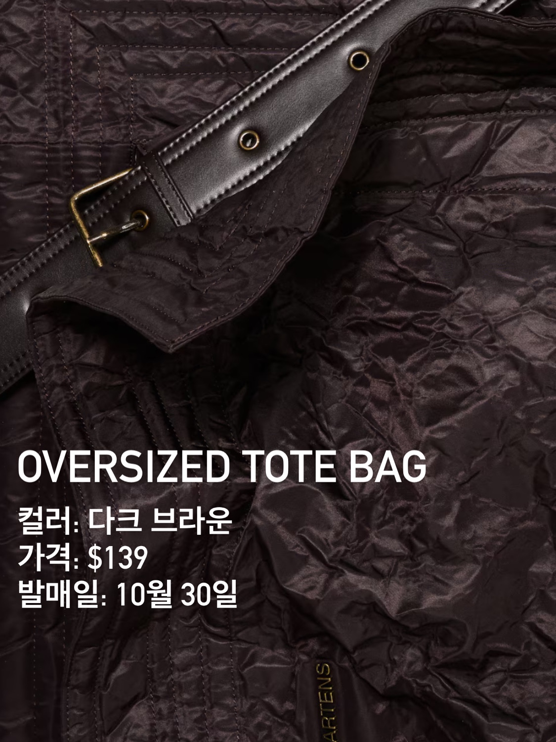 H&M x Glenn Martens Oversized Tote Bag Dark Brown 착용 스타일 - 5