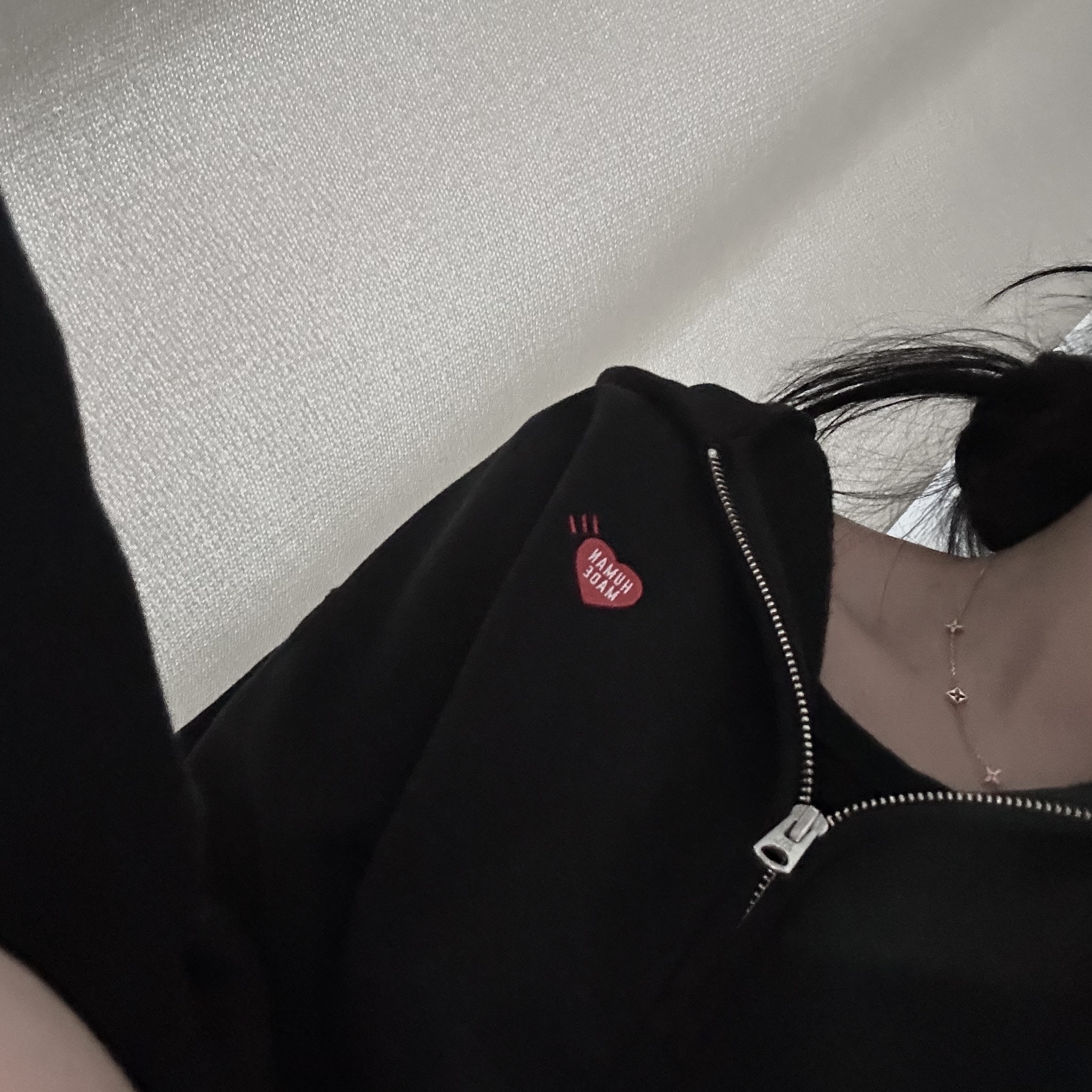 Human Made Classic Zip-Up Sweat Hoodie Black 착용 스타일 - 2