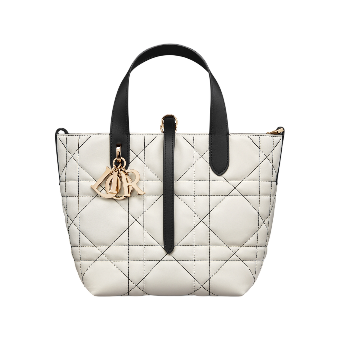 디올 뚜주흐 스몰 버티컬 토트백 카프스킨 앤 콘트라스트 매크로까나쥬 스티칭 화이트 콘트라스트 블랙(Dior Toujours Small Vertical Tote Bag Calfskin And Contrast Macrocannage Stitching White Contrast Black) - 1