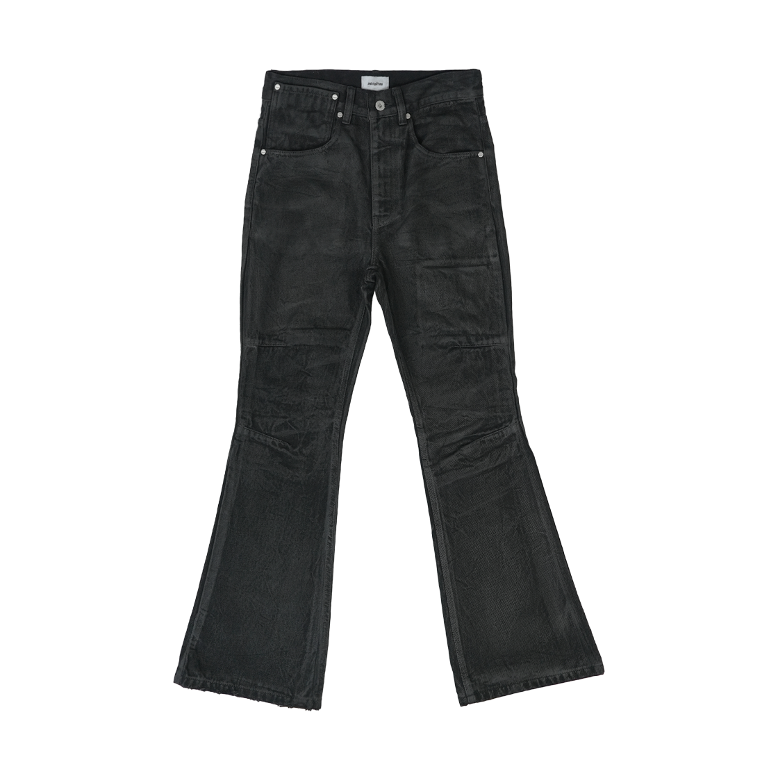 (W) 스몰스튜핏튠즈 왁스드 플레어 데님 팬츠 블랙((W) smallstupidtunes Waxed Flare Denim Pants Black)