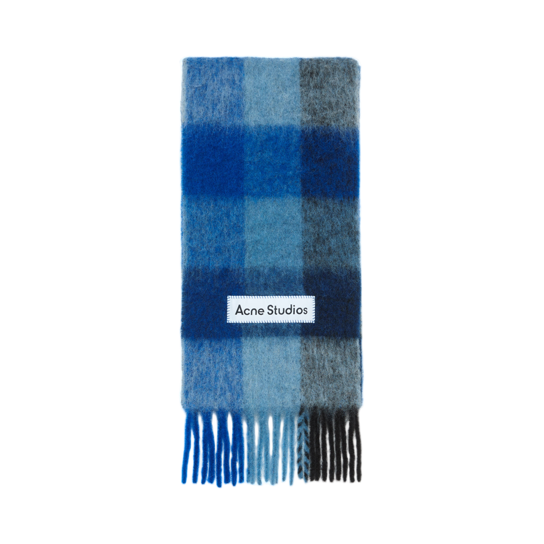 CA0084-DUB Acne Studios Mohair Checked Muffler Dark Navy Black Blue