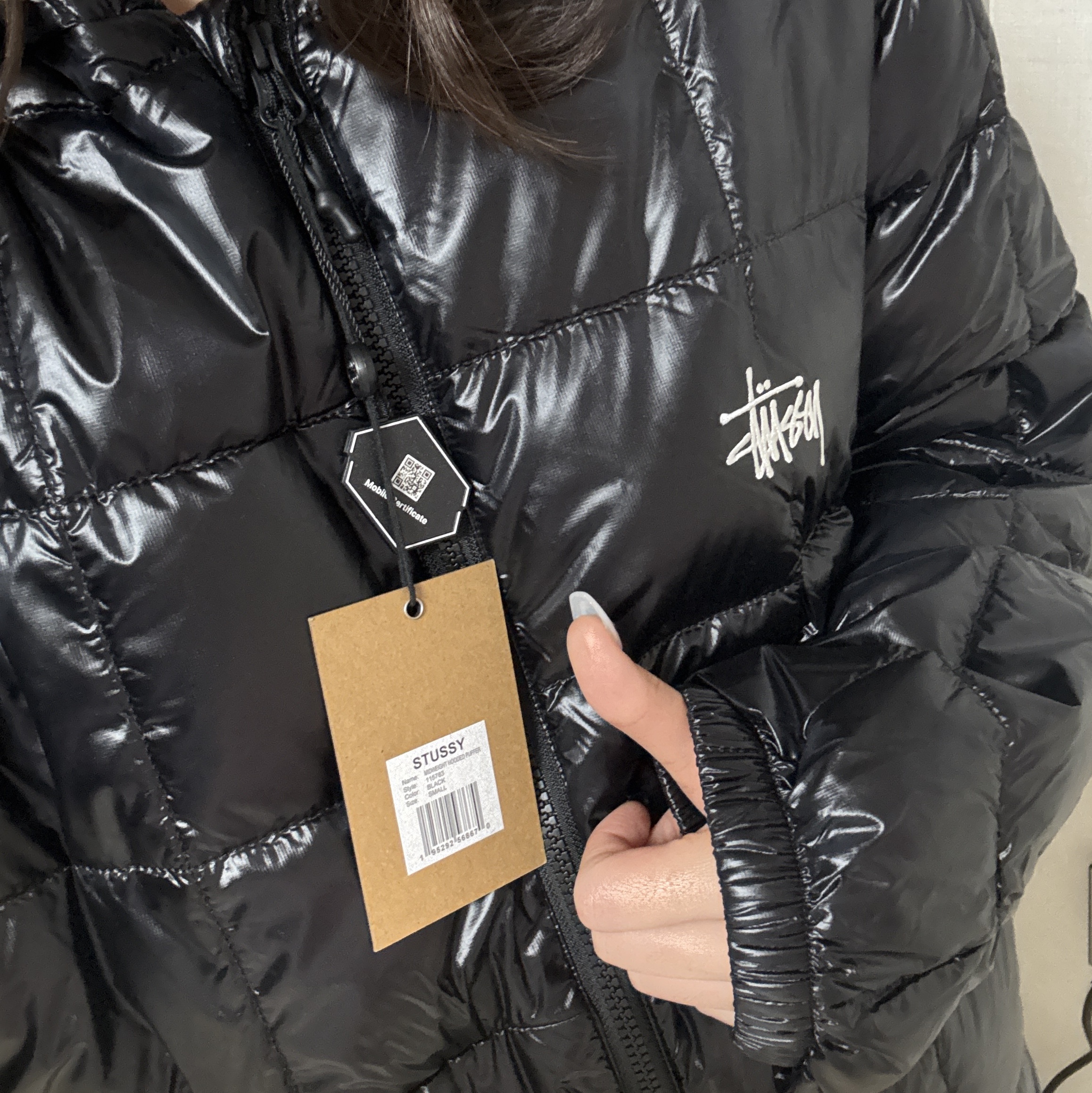 Stussy Midweight Hooded Puffer Black 착용 스타일