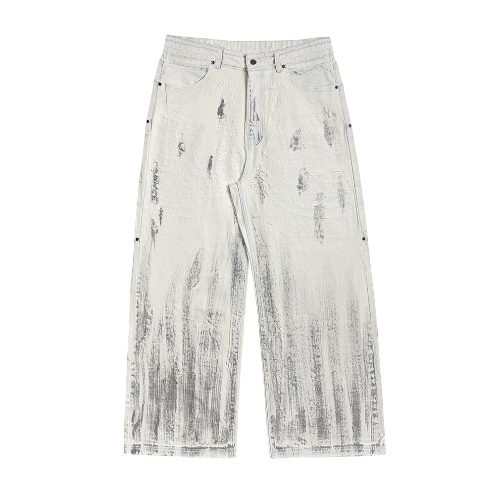 에러앤와이씨 엣치드 디스트레스드 데님 팬츠 화이트(ERROR NYC Etched Distressed Denim Pants White) - 1