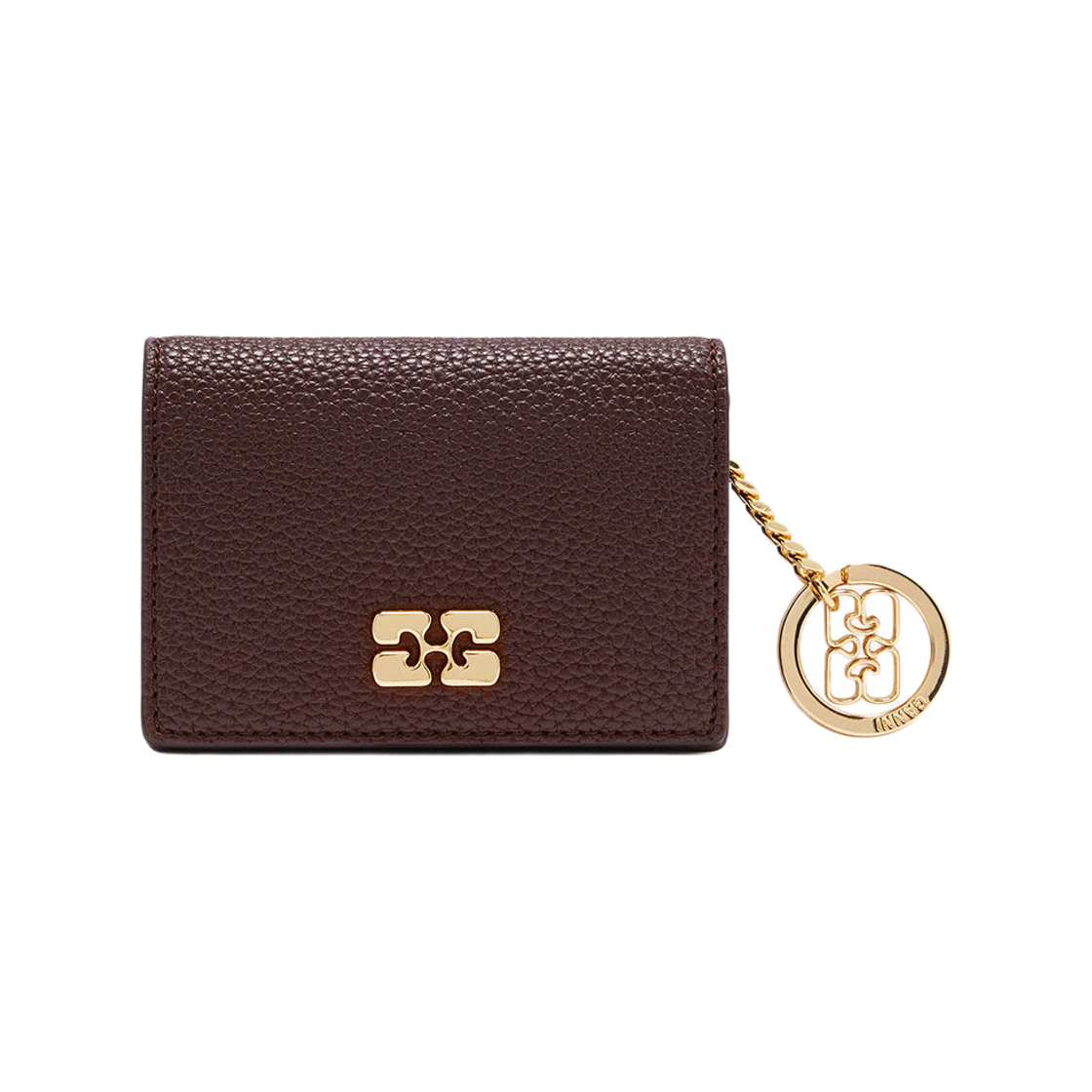 가니 그레인드 플랩 카드 홀더 치커리 커피(Ganni Grained Flap Card Holder Chicory Coffee)