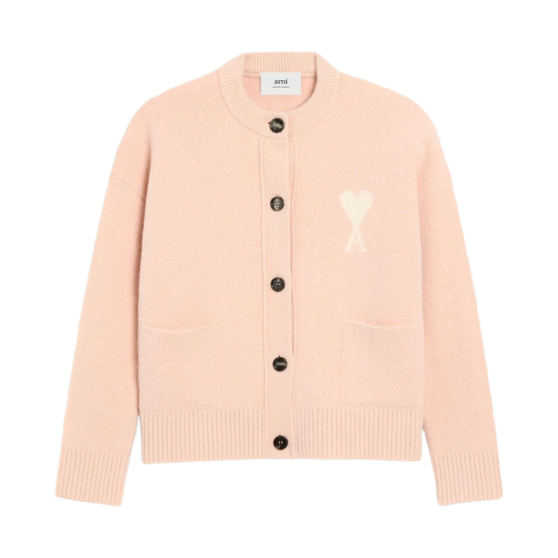 아미 빅 하트 로고 알파카 니트 가디건 파우더 오프 화이트(AMI de Coeur Cardigan in Alpaca Knit Powder Off White) - 1
