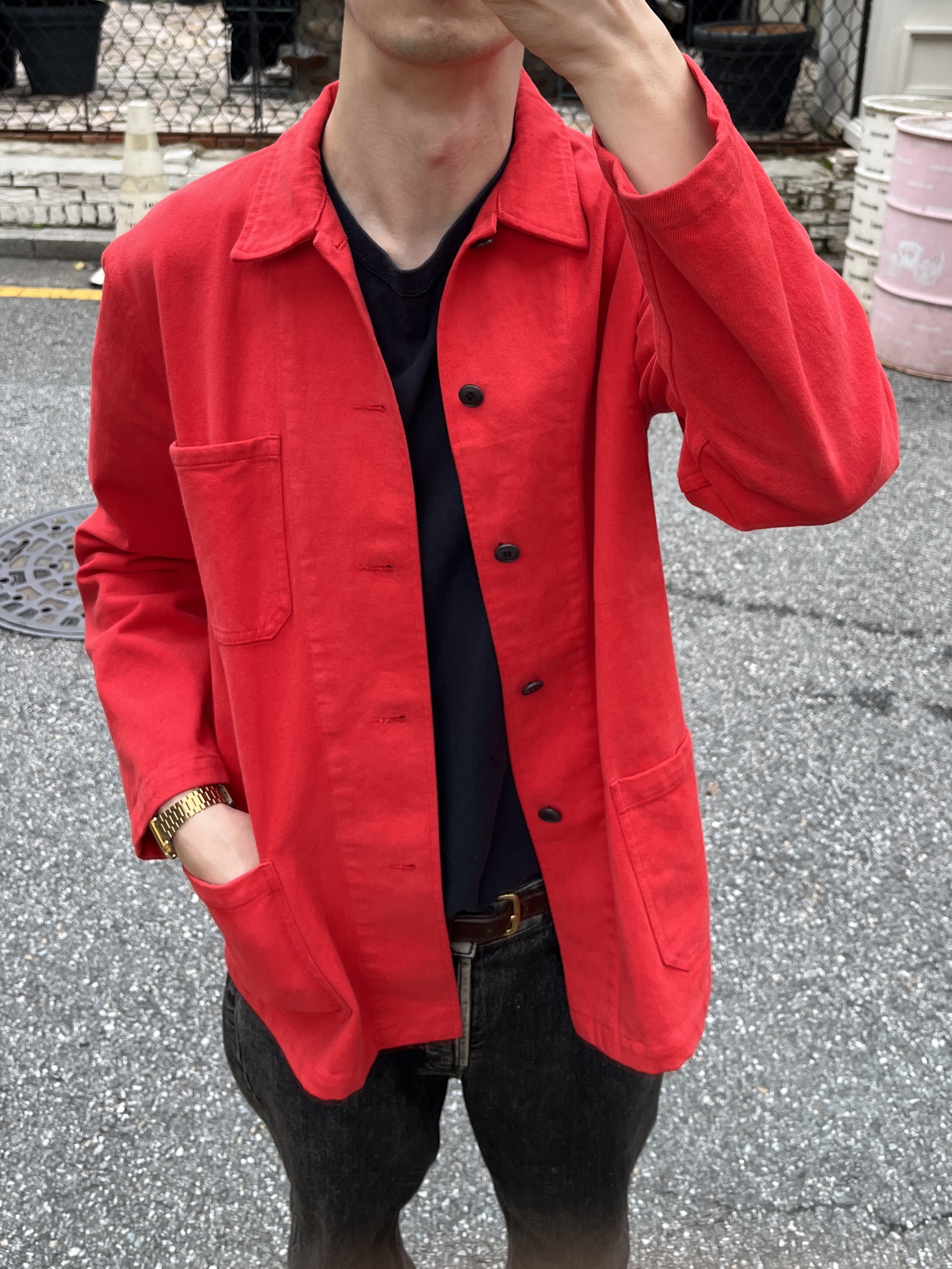 SUPERVELOCE Maranello Work Jacket Red, SUPERVELOCE Maranello Work Jacket Dark Navy 착용 스타일 - 2