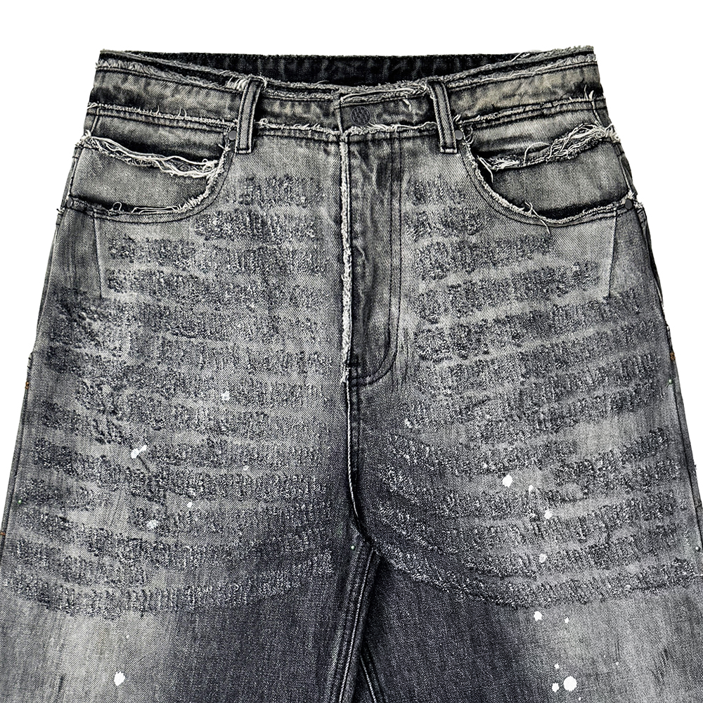 에러앤와이씨 엣치드 디스트레스드 데님 팬츠 블랙(ERROR NYC Etched Distressed Denim Pants Black) - 3
