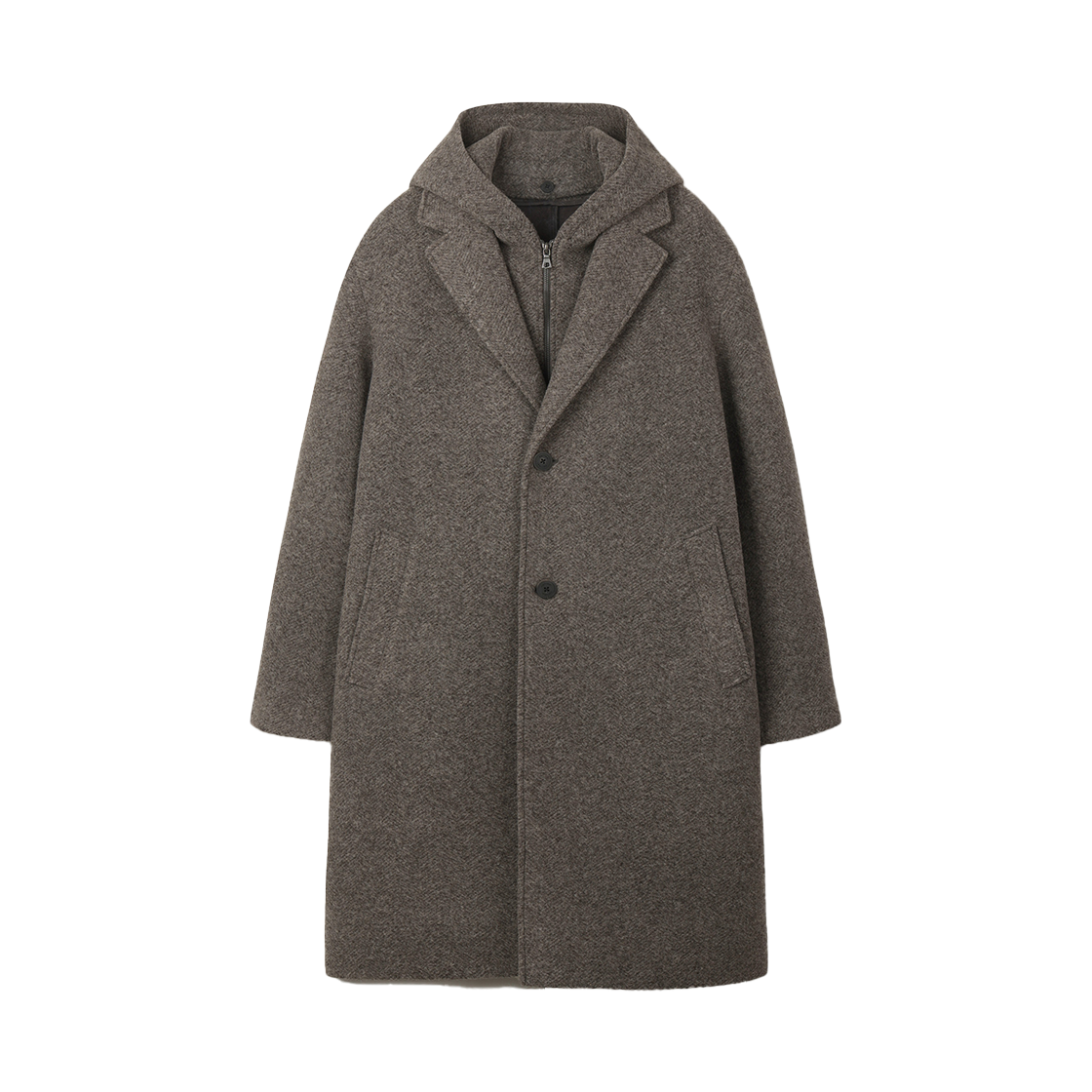 SACAW25511BED Series Wool Jersey Hood Panel Coat Dark Beige