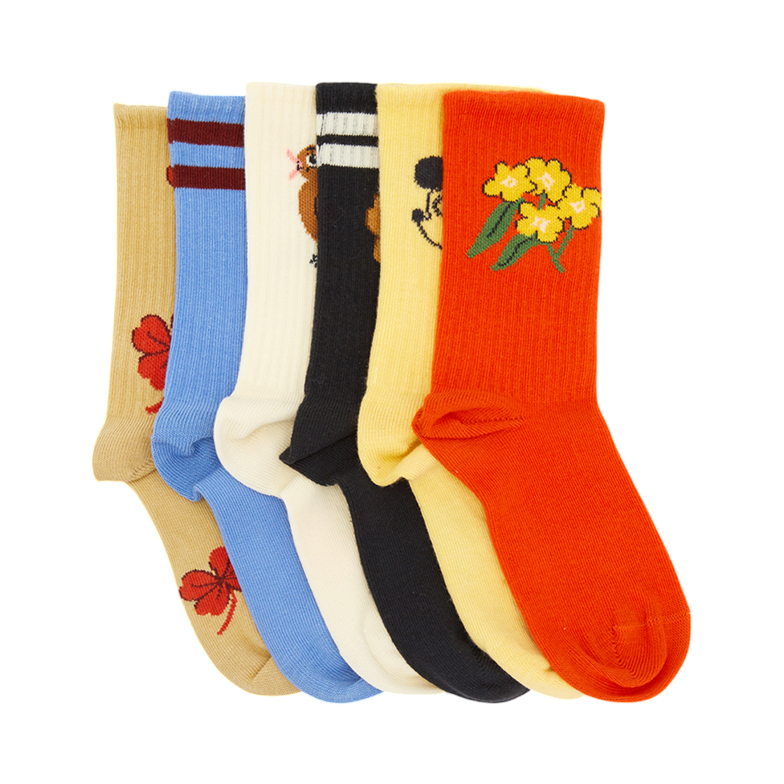 (키즈) 미니로디니 삭스 멀티 (6개입)((Kids) Mini Rodini Socks Multi (6 Pack))