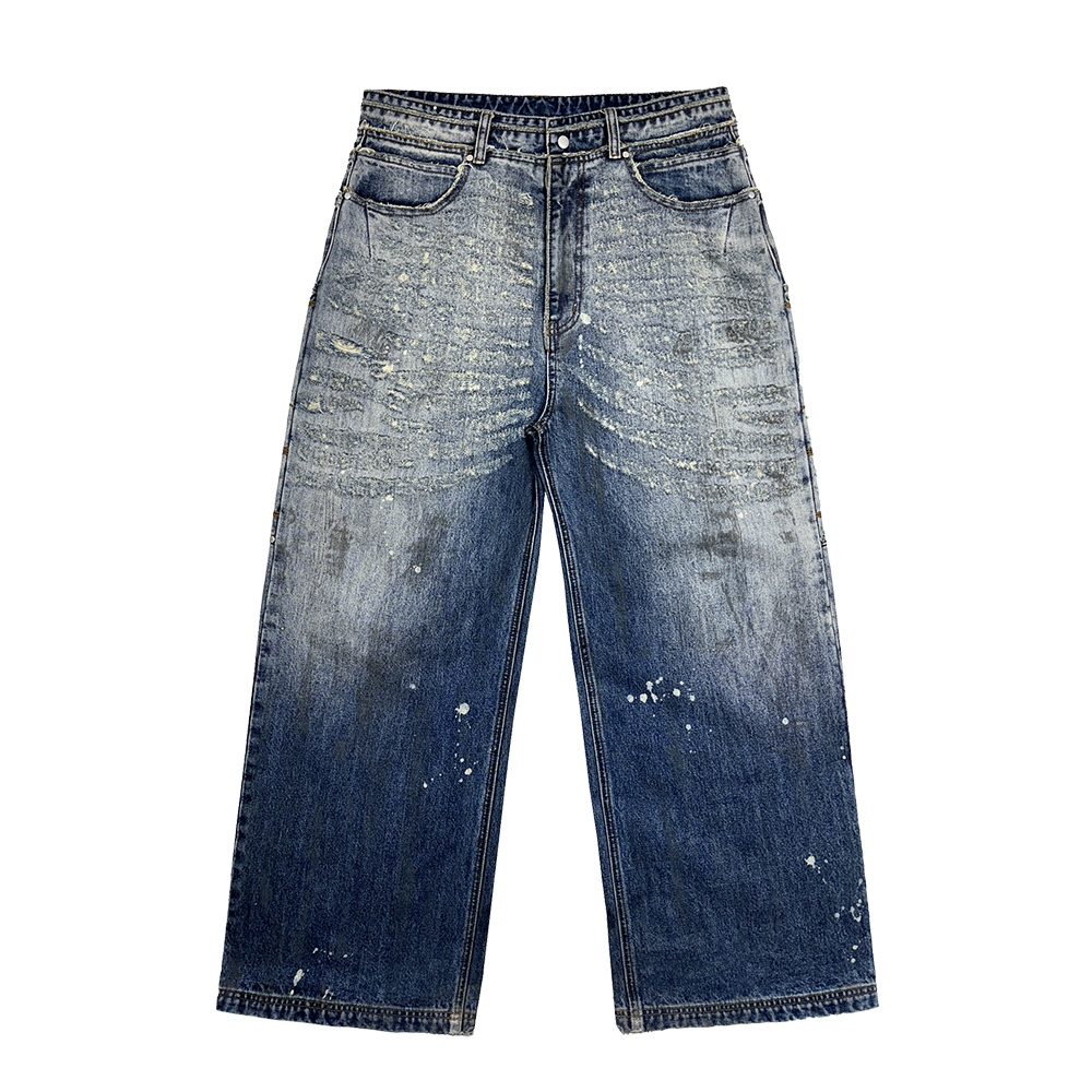 에러앤와이씨 엣치드 디스트레스드 데님 팬츠 다크 블루(ERROR NYC Etched Distressed Denim Pants Dark Blue) - 1