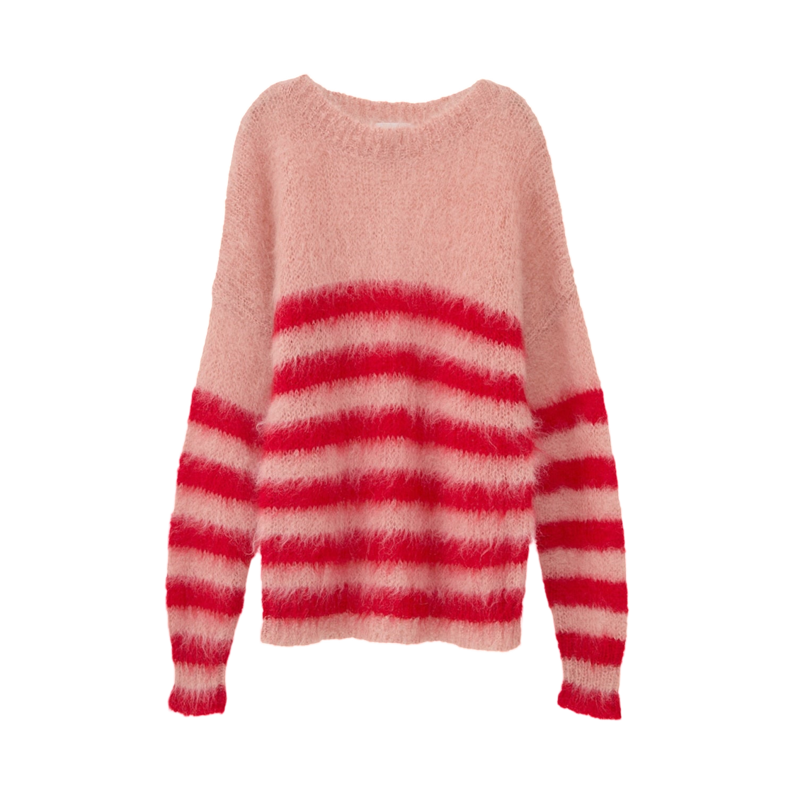 (W) 프라그먼트 x 크라네 보더 모헤어 니트 탑 핑크((W) Fragment x Clane Border Mohair Knit Tops Pink)