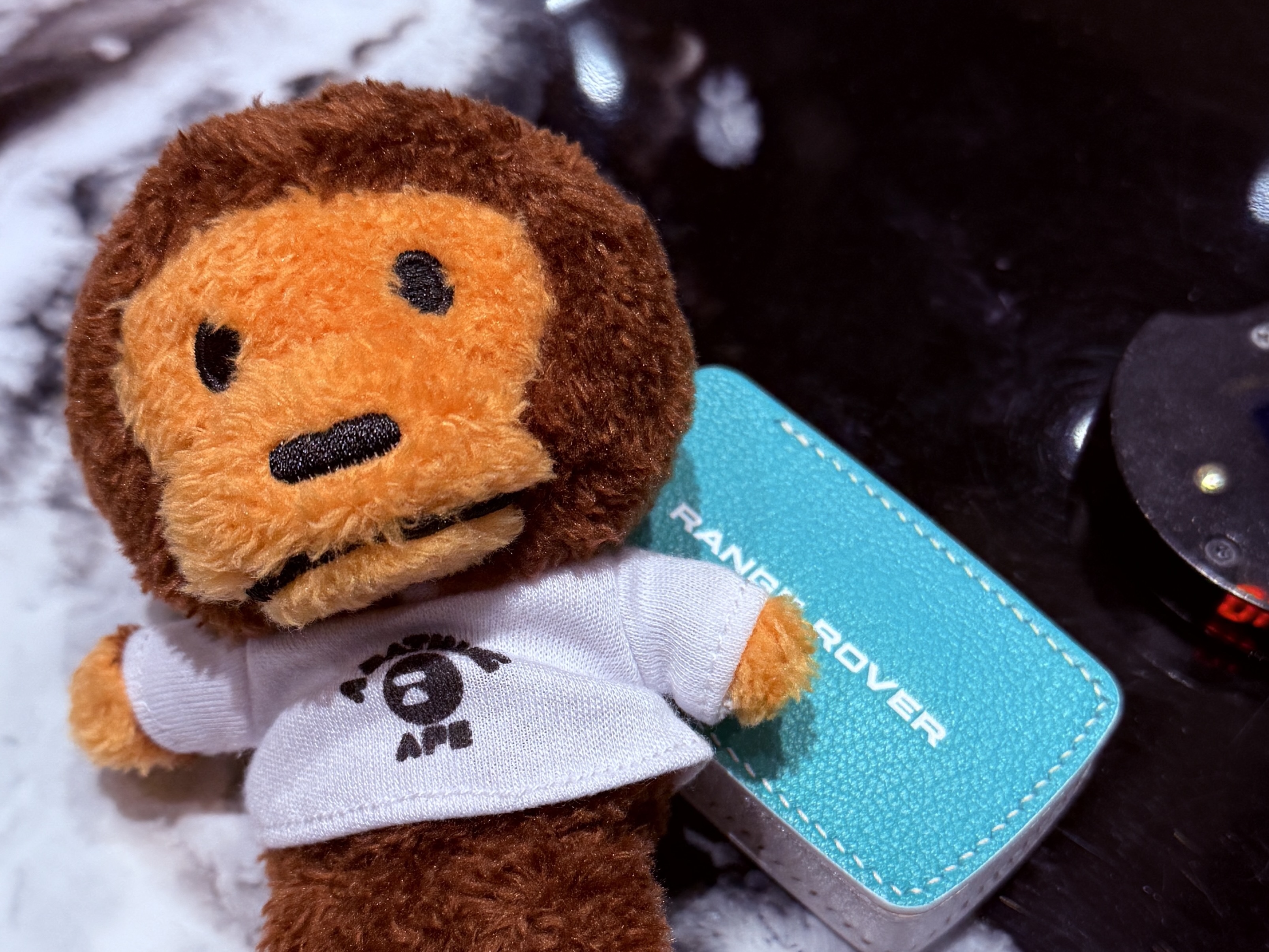 BAPE Baby Milo College T-Shirt Plush Doll Key Chain Brown 착용 스타일 - 2