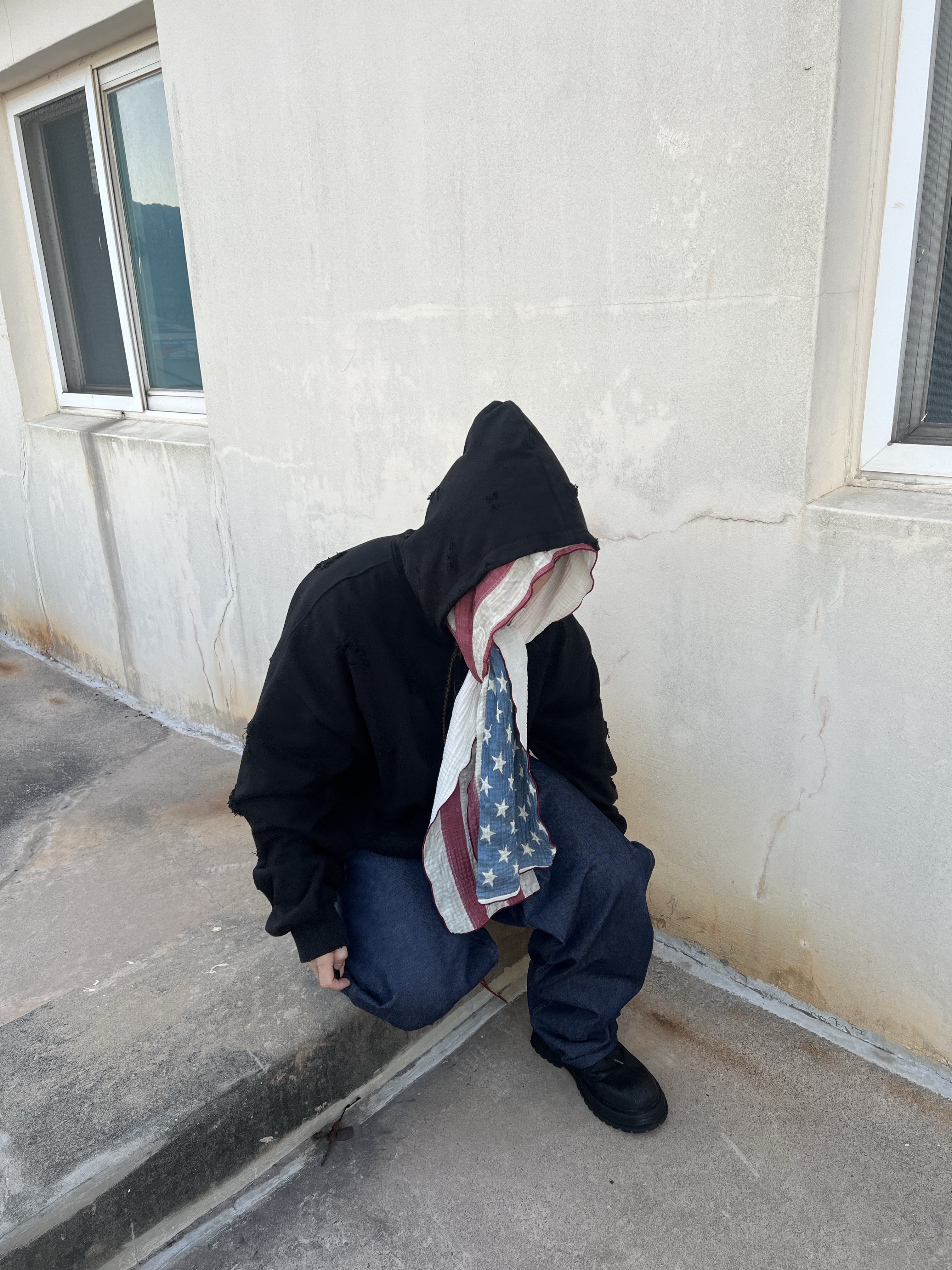 Undermycar Otter Oversized Damage-Washed Hood Zip-Up Sepia - 22FW 착용 스타일 - 6