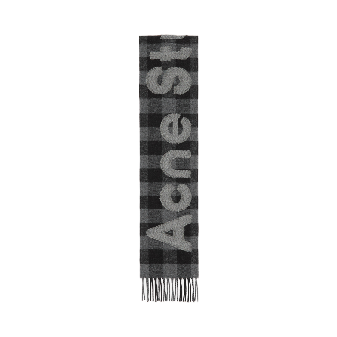 CA0345-AIK Acne Studios Check Logo Muffler Narrow Black Grey