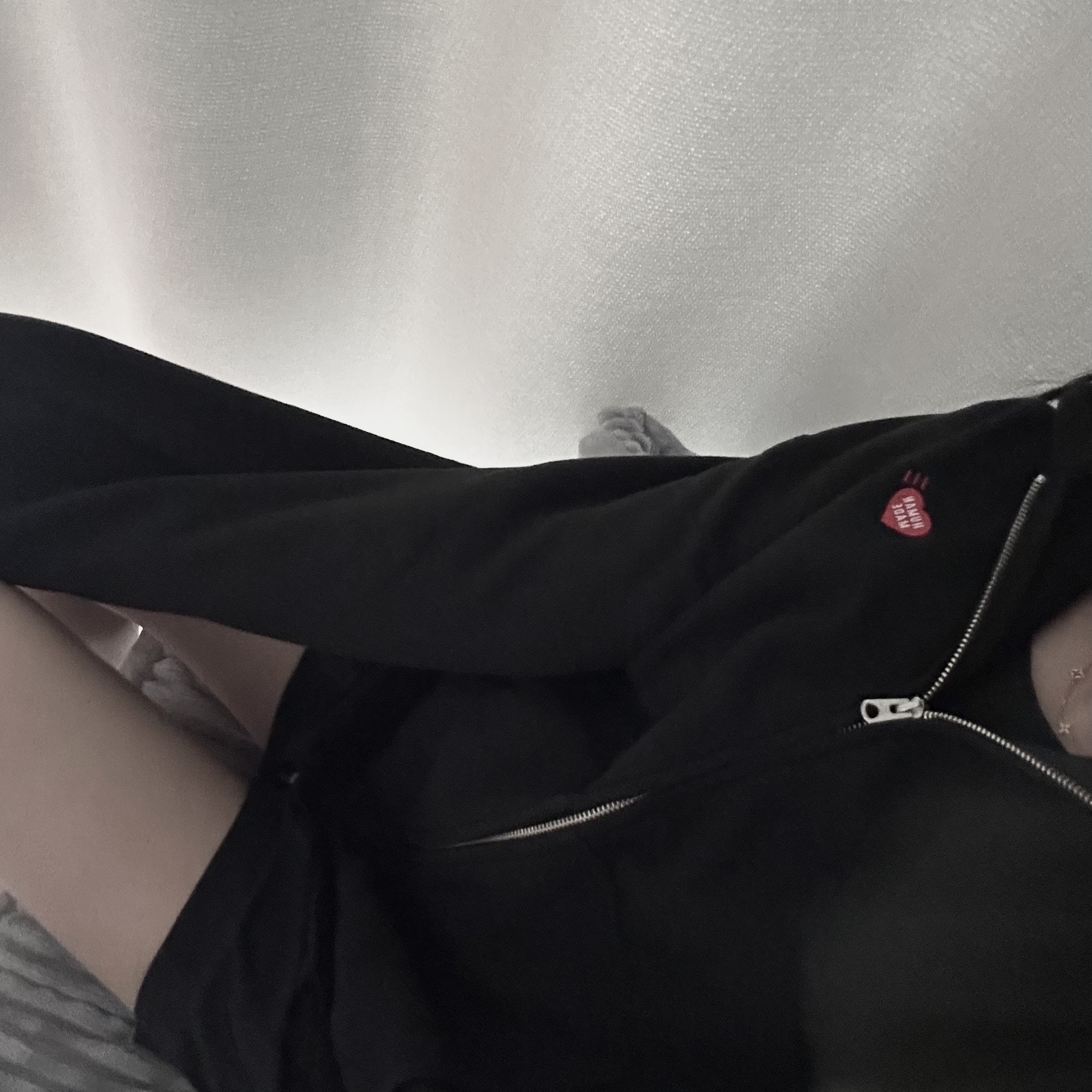 Human Made Classic Zip-Up Sweat Hoodie Black 착용 스타일 - 1