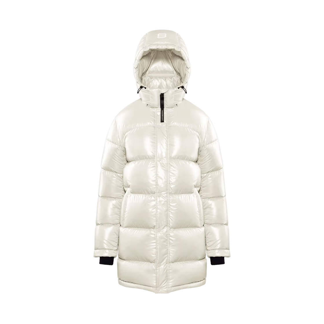 127156 (W) Aritzia The Super Puff Mid Higloss French Taffeta Premium Down Puffer Jacket Birch