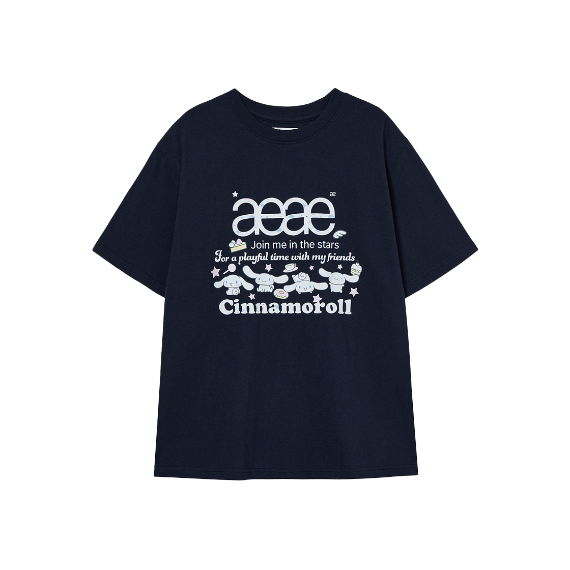 AE45LWTS001NVY AEAE Cinnamoroll Web Logo T-Shirts Navy