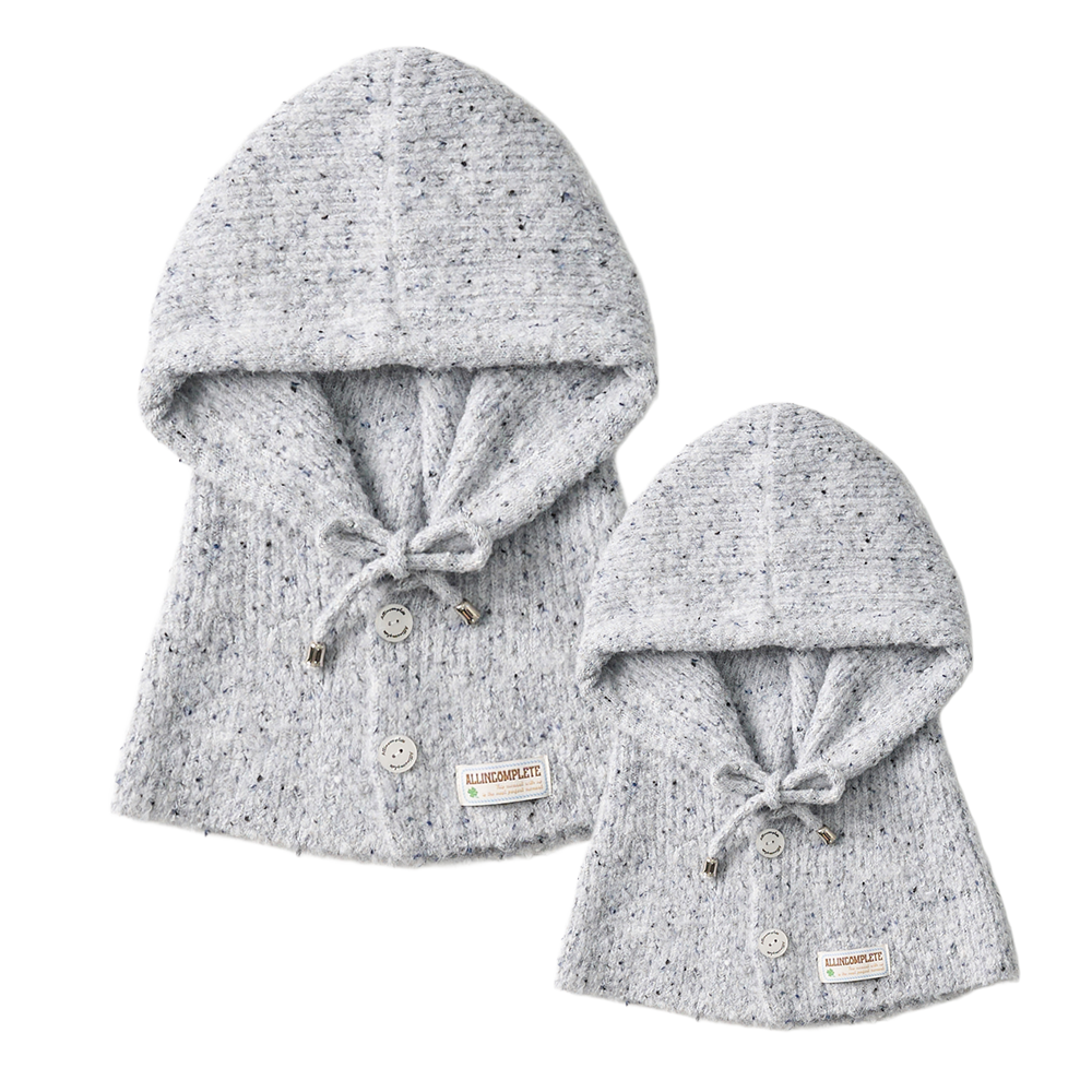 FSBBLGR_SET Allincomplete Family Sprinkle Boucle Balaclava Set Light Gray