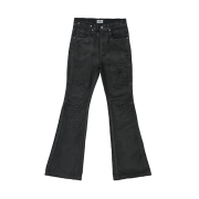 smallstupidtunes Waxed Flare Denim Pants Black