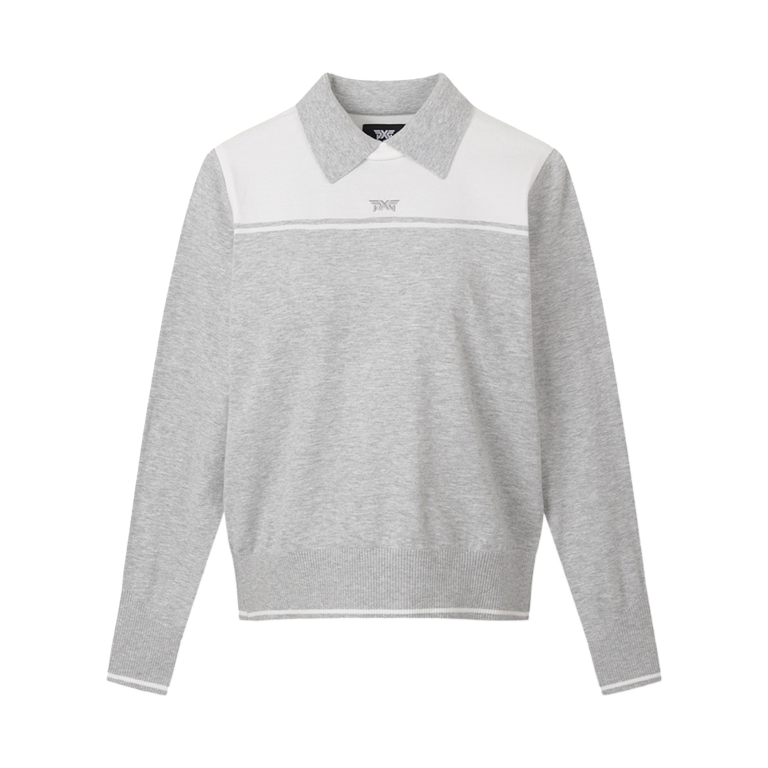 (W) 피엑스지 컬러 블록 스웨터 미디움 그레이((W) PXG Color Block Sweater Medium Grey)