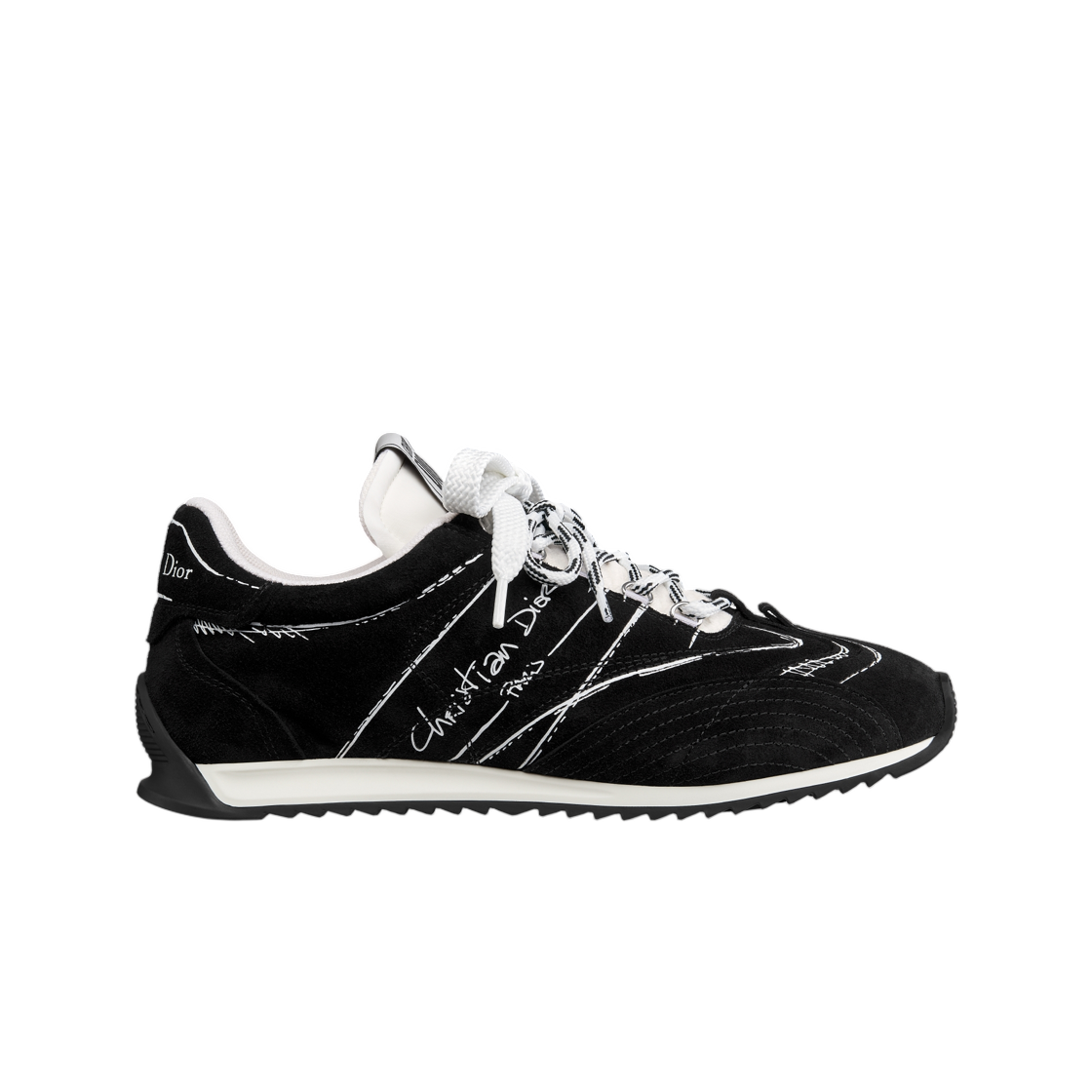 (W) 디올 D-스케치 스니커즈 스웨이드 카프스킨 블랙((W) Dior D-Sketch Sneakers Suede Calfskin Black) - 1