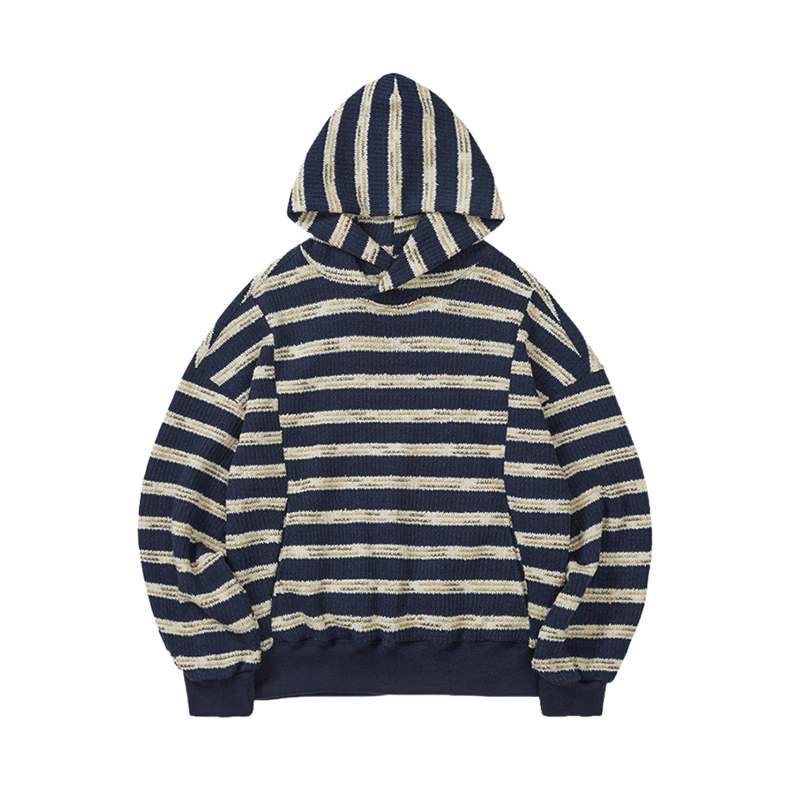KAT1451 Karactor Multi Striped Knit Hoodie Navy