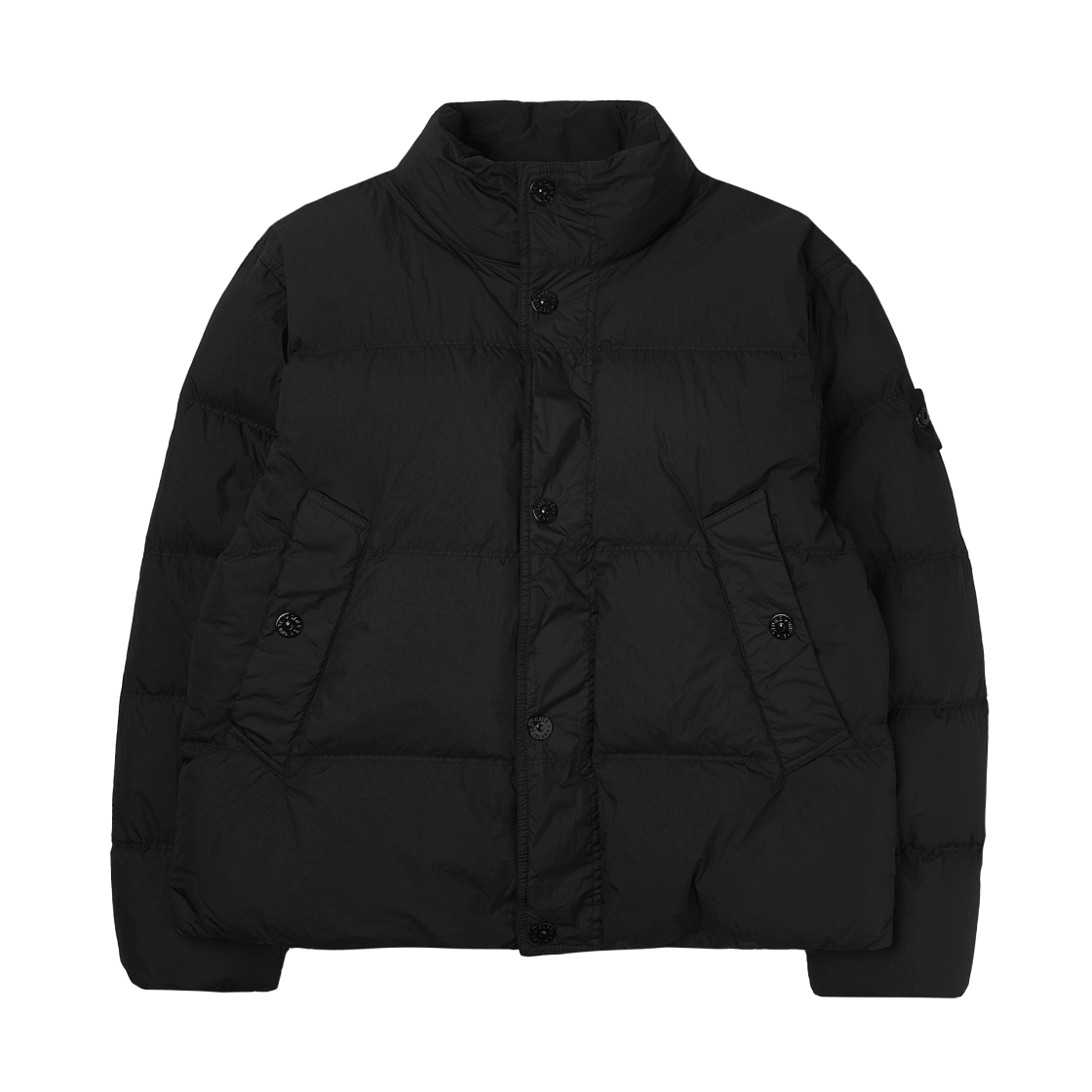 K2S1541000-10S0A23-V0029 Stone Island 4100010 Crinkle Reps NY Recycled Nylon Down Jacket with Wind Resistant Black - 25FW