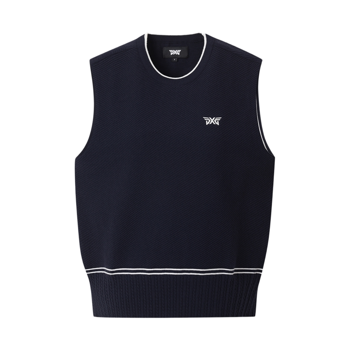 (W) 피엑스지 라운드 넥 스웨터 베스트 네이비((W) PXG Round Neck Sweater Vest Navy)