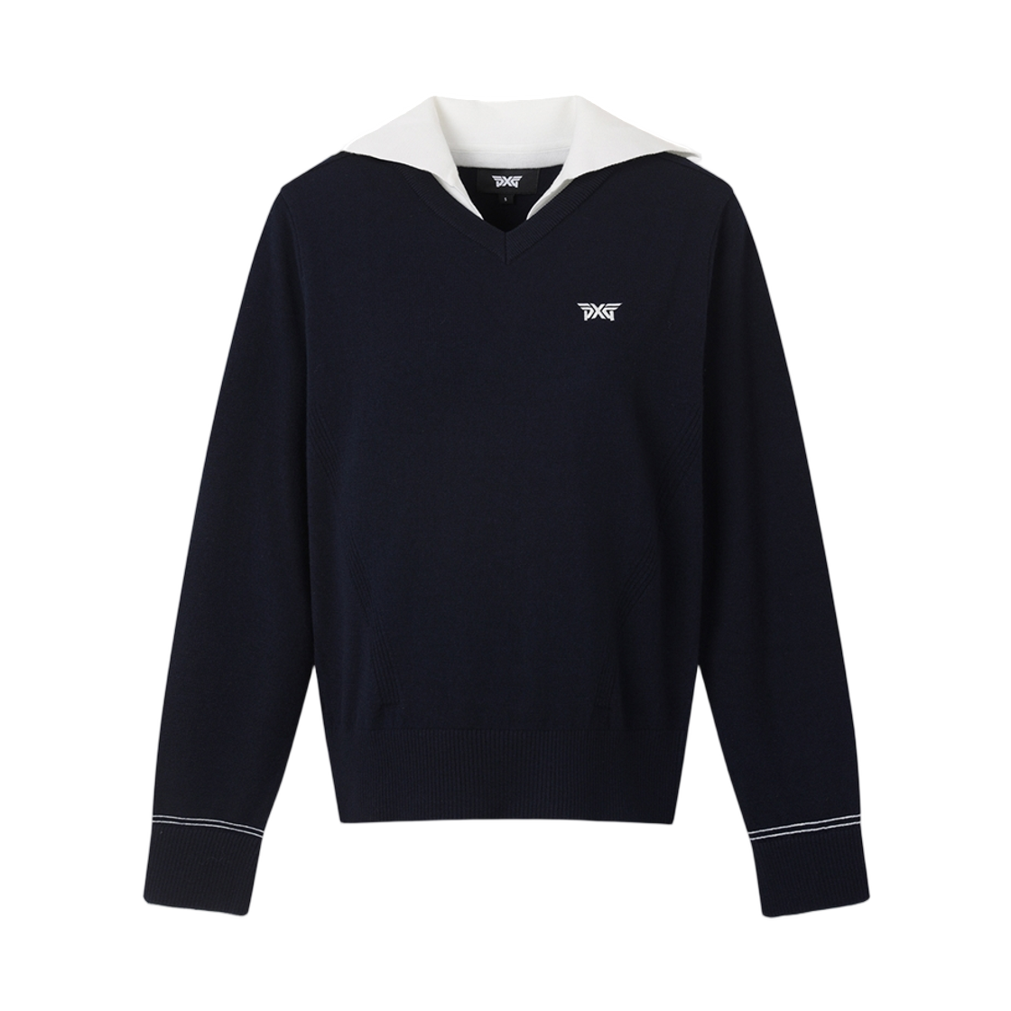 (W) 피엑스지 컬러 포인트 스웨터 네이비((W) PXG Color Point Sweater Navy)
