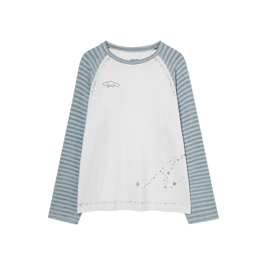AE45LWLS001SBL AEAE Cinnamoroll Stripe Knit Sleeve Tee Skyblue