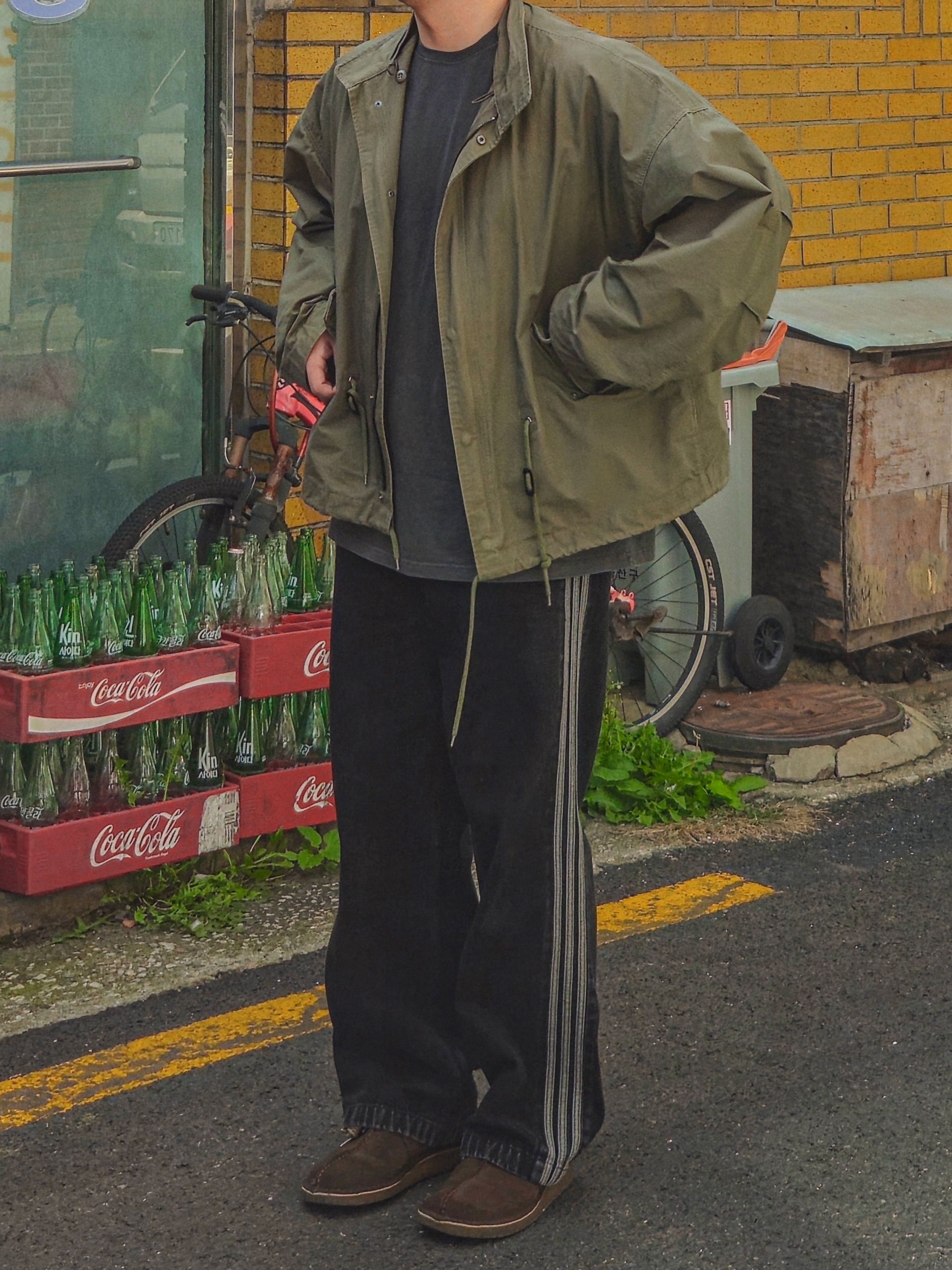 Adidas Adicolor Denim Firebird Pants True Black Denim - KR Sizing 착용 스타일
