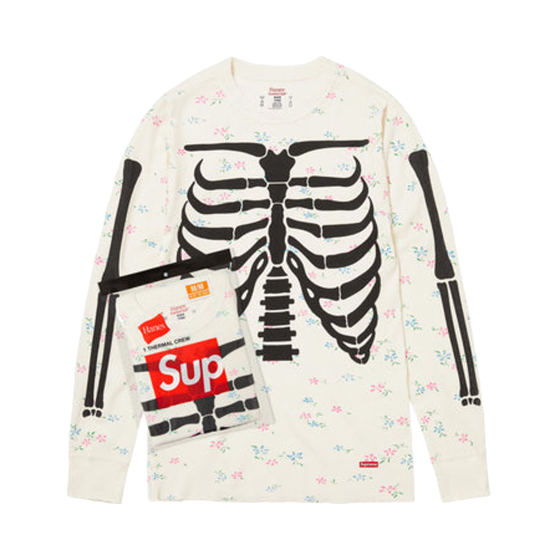 슈프림 헤인즈 본즈 써멀 크루 플로럴 (1개입) - 25FW(Supreme Hanes Bones Thermal Crew Floral (1 Pack) - 25FW)