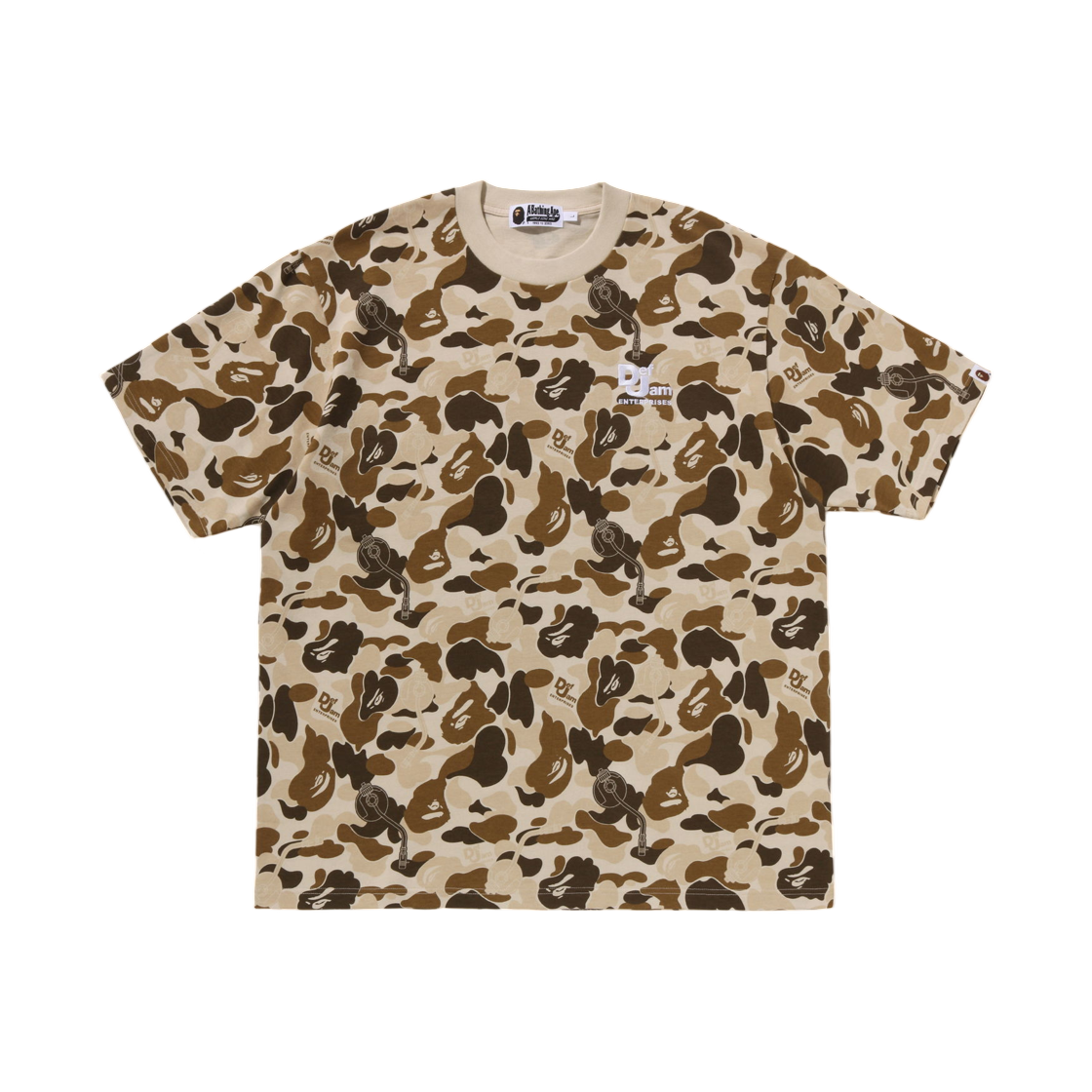 베이프 x 데프 잼 엔터프라이즈 카모 릴렉스드 핏 티셔츠 베이지(BAPE X Def Jam Enterprises Camo Relaxed Fit T-Shirt Beige) - 1