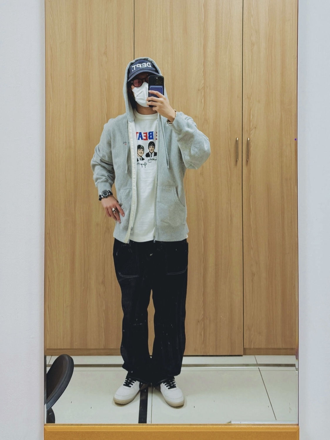 Gallery Dept. Dept. Hat Black, Noah Classic Lightweight Zip-Up Hoodie Navy 착용 스타일