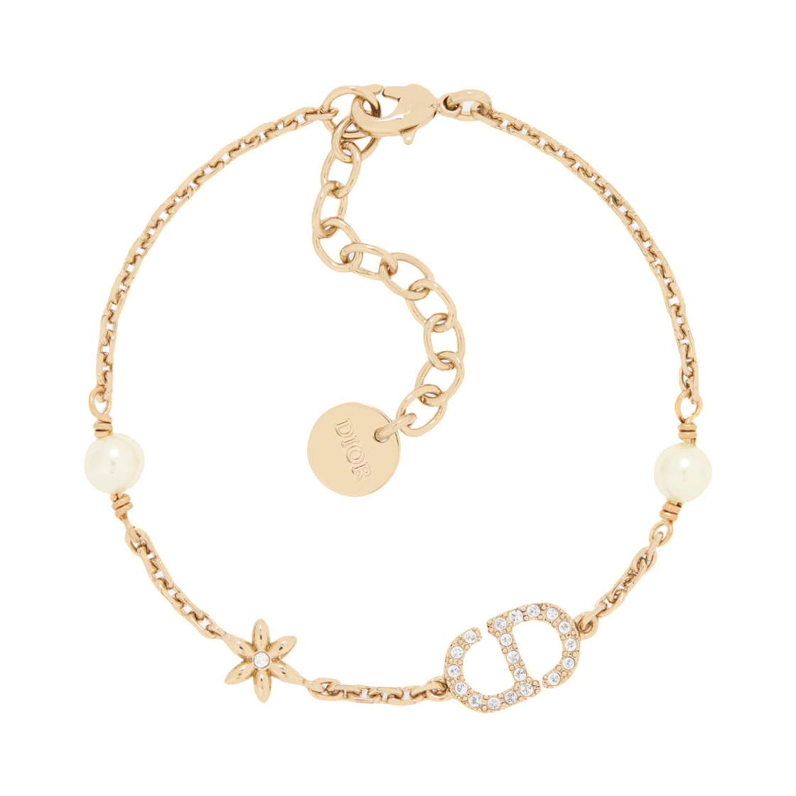 B3141WOMCY-D03S (W) Dior Petit CD Daisy Bracelet Finish Metal Resin Pearls And Tone Crystals Gold
