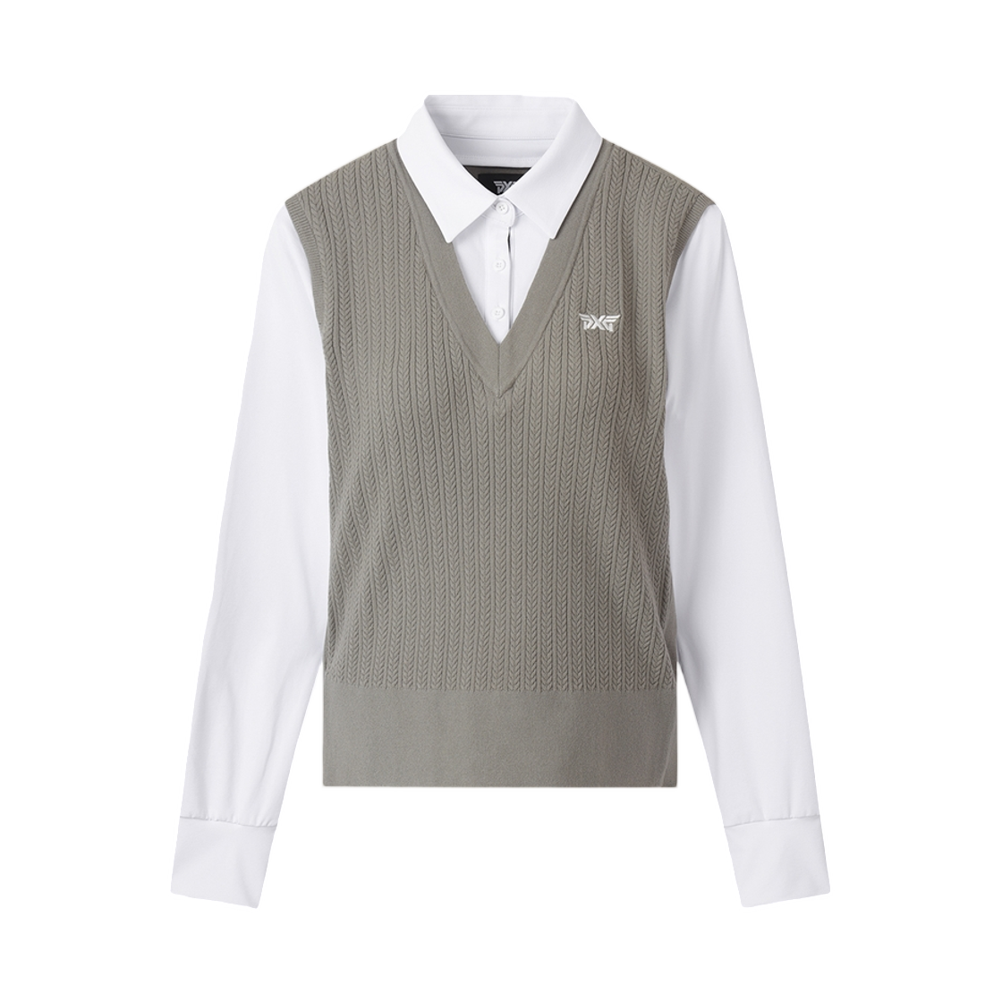 (W) 피엑스지 칼라 넥 스웨터 베이지((W) PXG Collar Neck Sweater Beige)