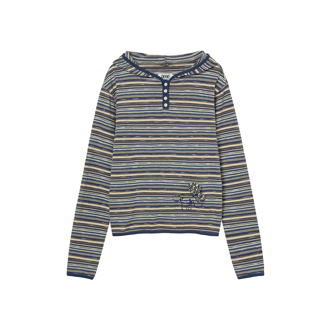 AE45LWHD004BLU AEAE Cinnamoroll Stripe Knit Hoodie Blue