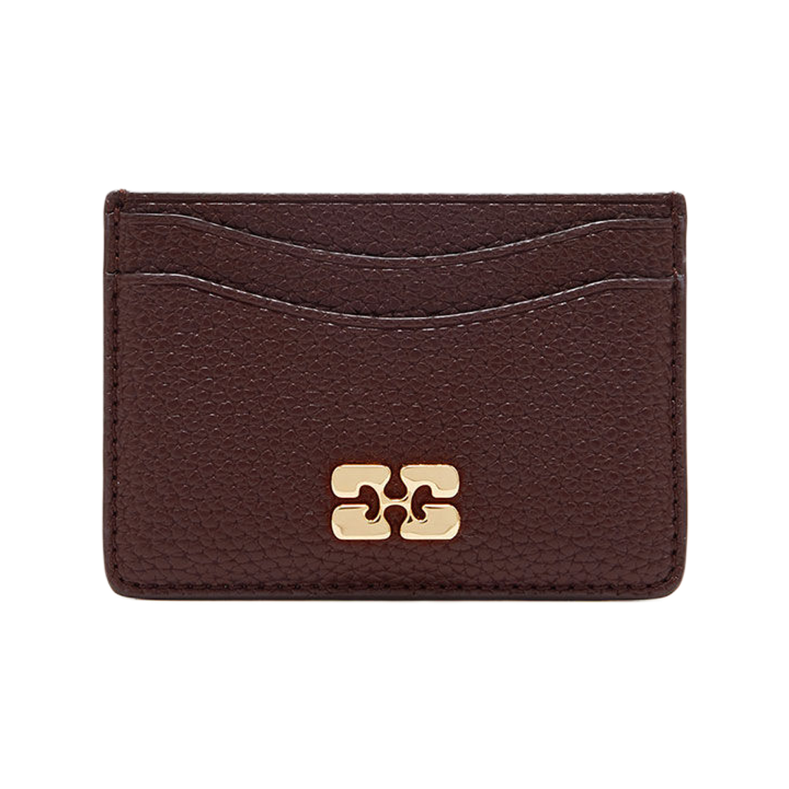 A7276-979 Ganni Grained Card Holder Chicory Coffee