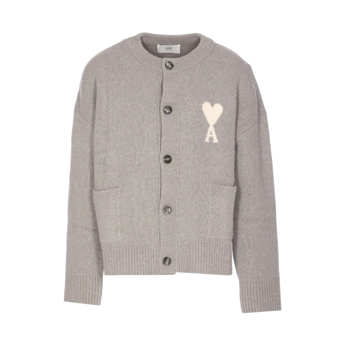 아미 빅 하트 로고 알파카 니트 가디건 그레이 오프 화이트(AMI de Coeur Cardigan in Alpaca Knit Grey Off White) - 1