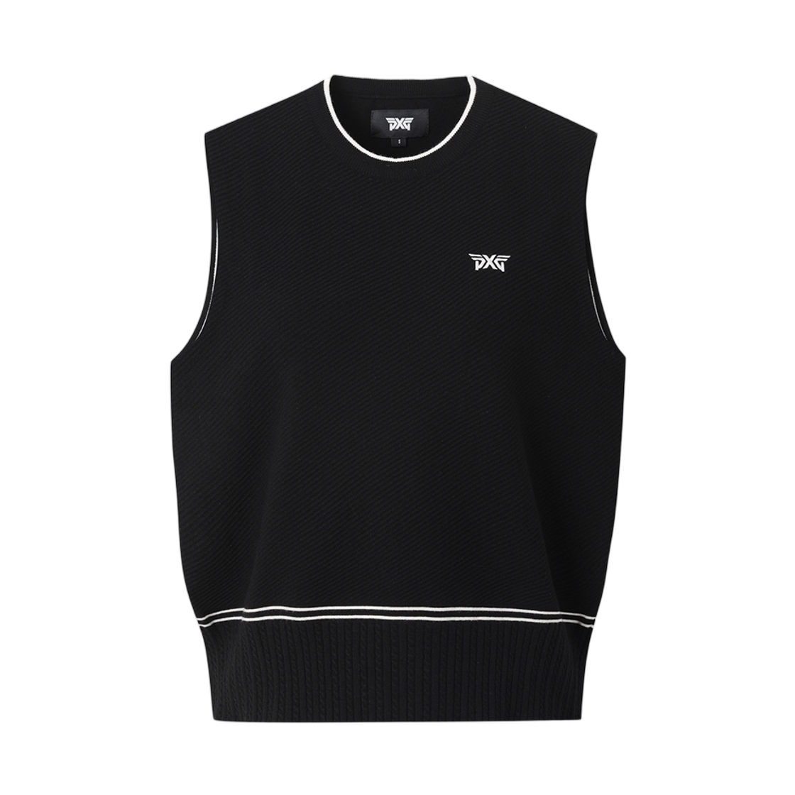 (W) 피엑스지 라운드 넥 스웨터 베스트 블랙((W) PXG Round Neck Sweater Vest Black) - 1