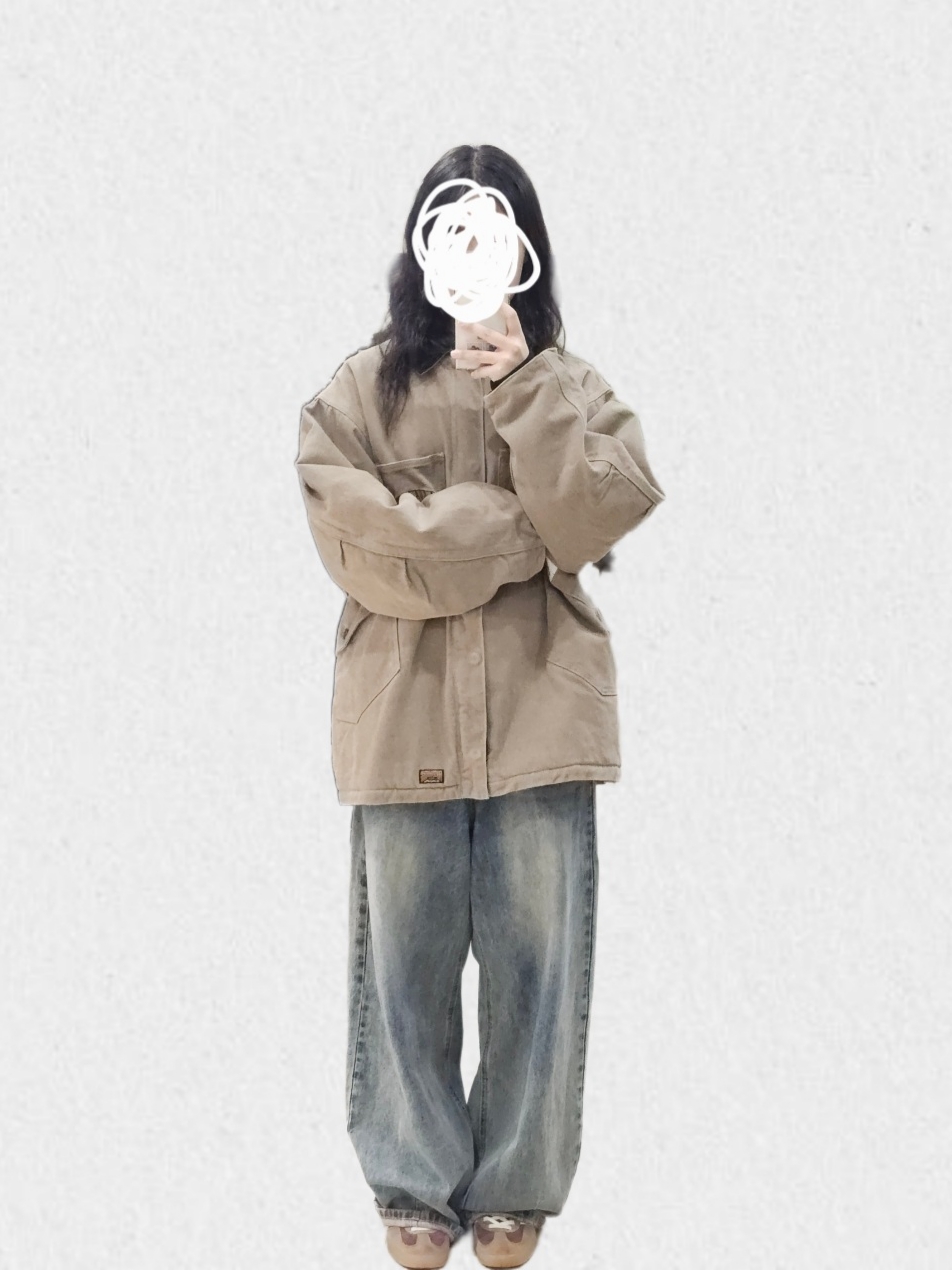 YESEYESEE Y.E.S Heavy Work Jacket Brown, Adidas Gazelle Indoor Maroon Almost Yellow 착용 스타일 - 3